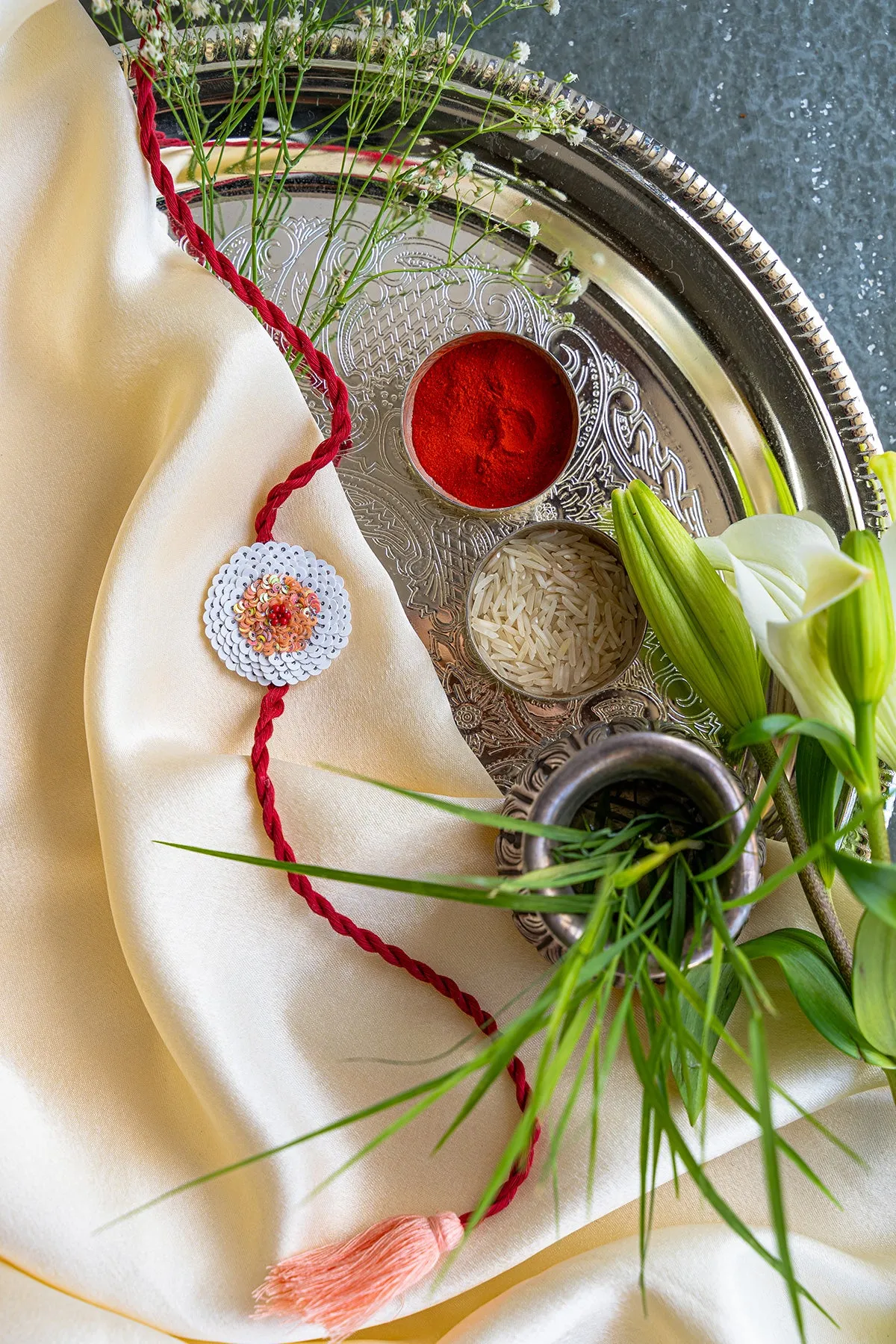 Hibiscus Embroidered Rakhi