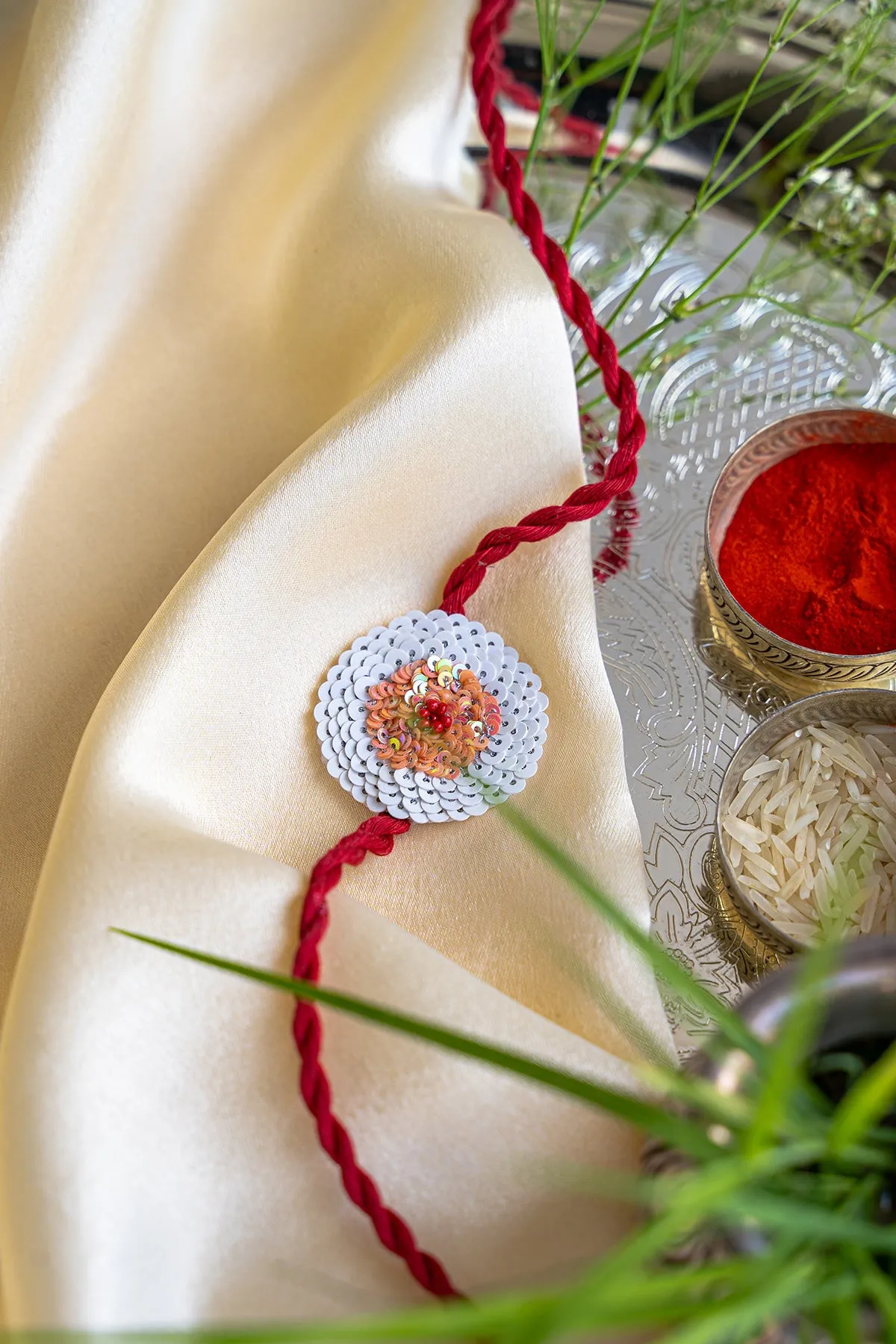 Hibiscus Embroidered Rakhi