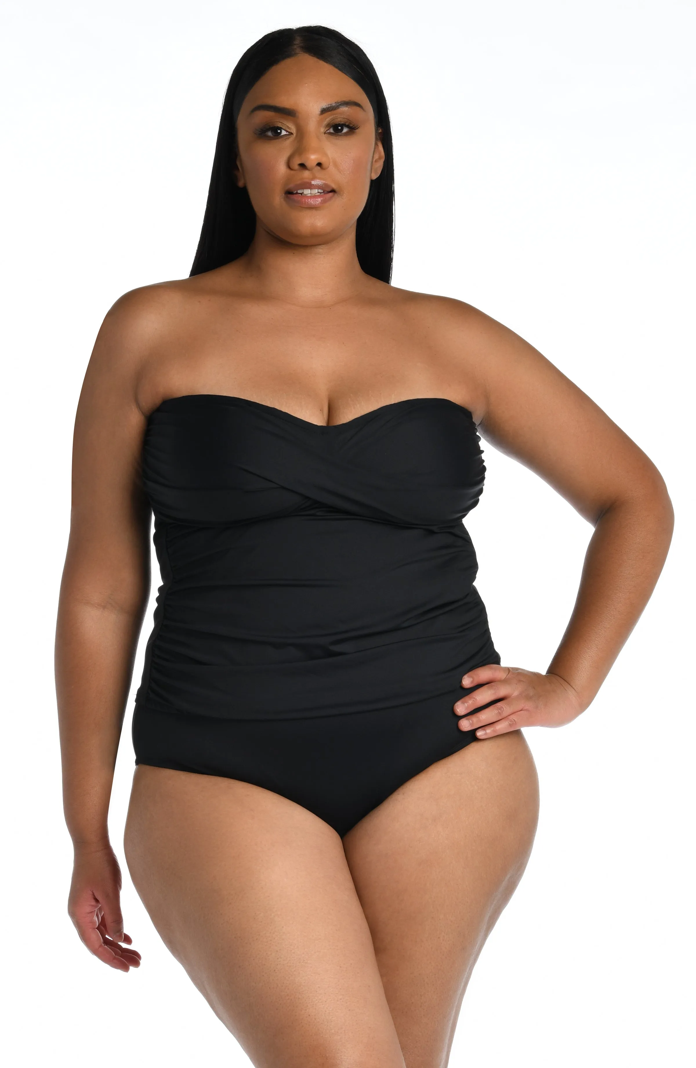 Island Goddess Bandeau Tankini Top - Black