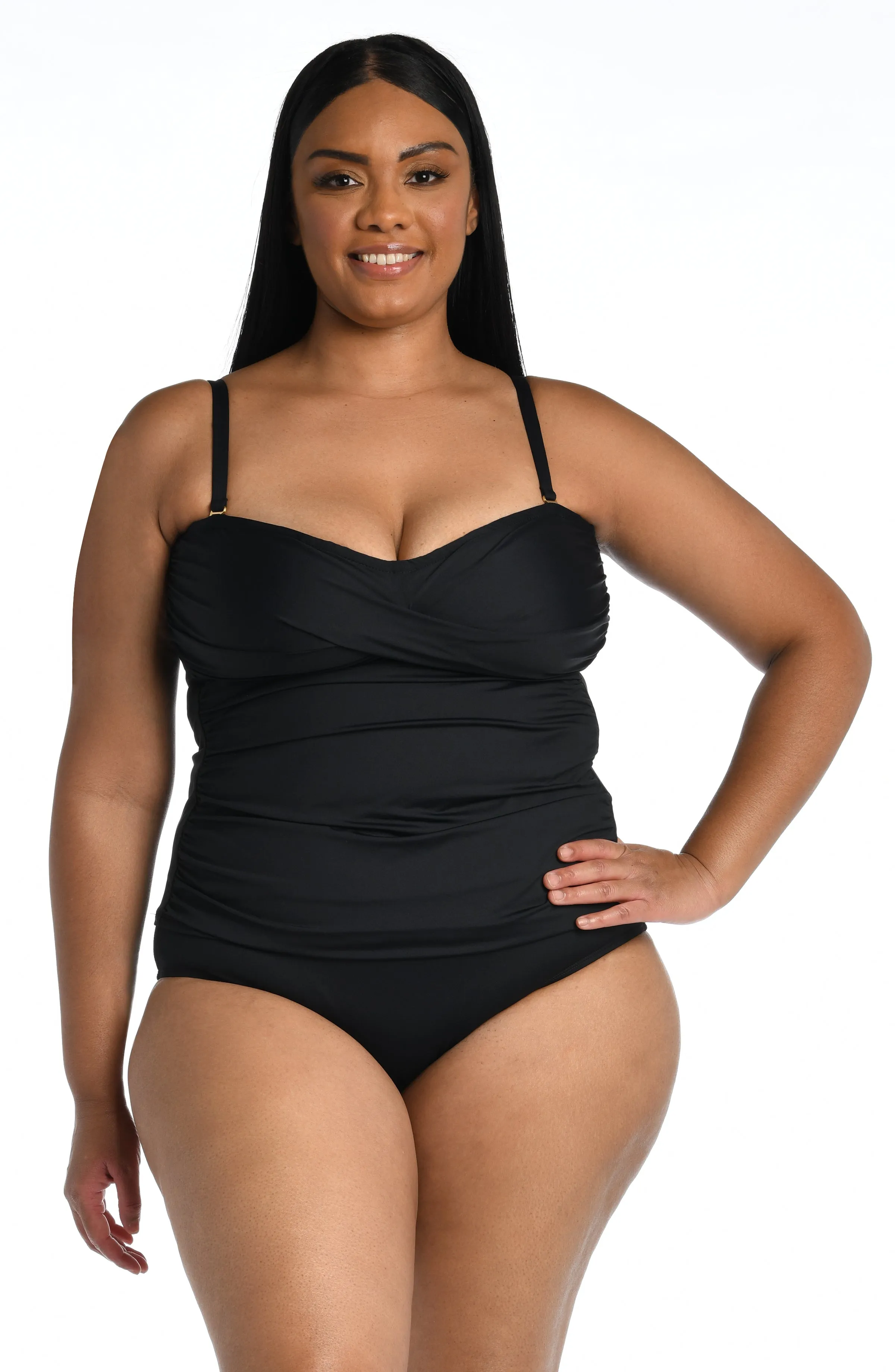 Island Goddess Bandeau Tankini Top - Black