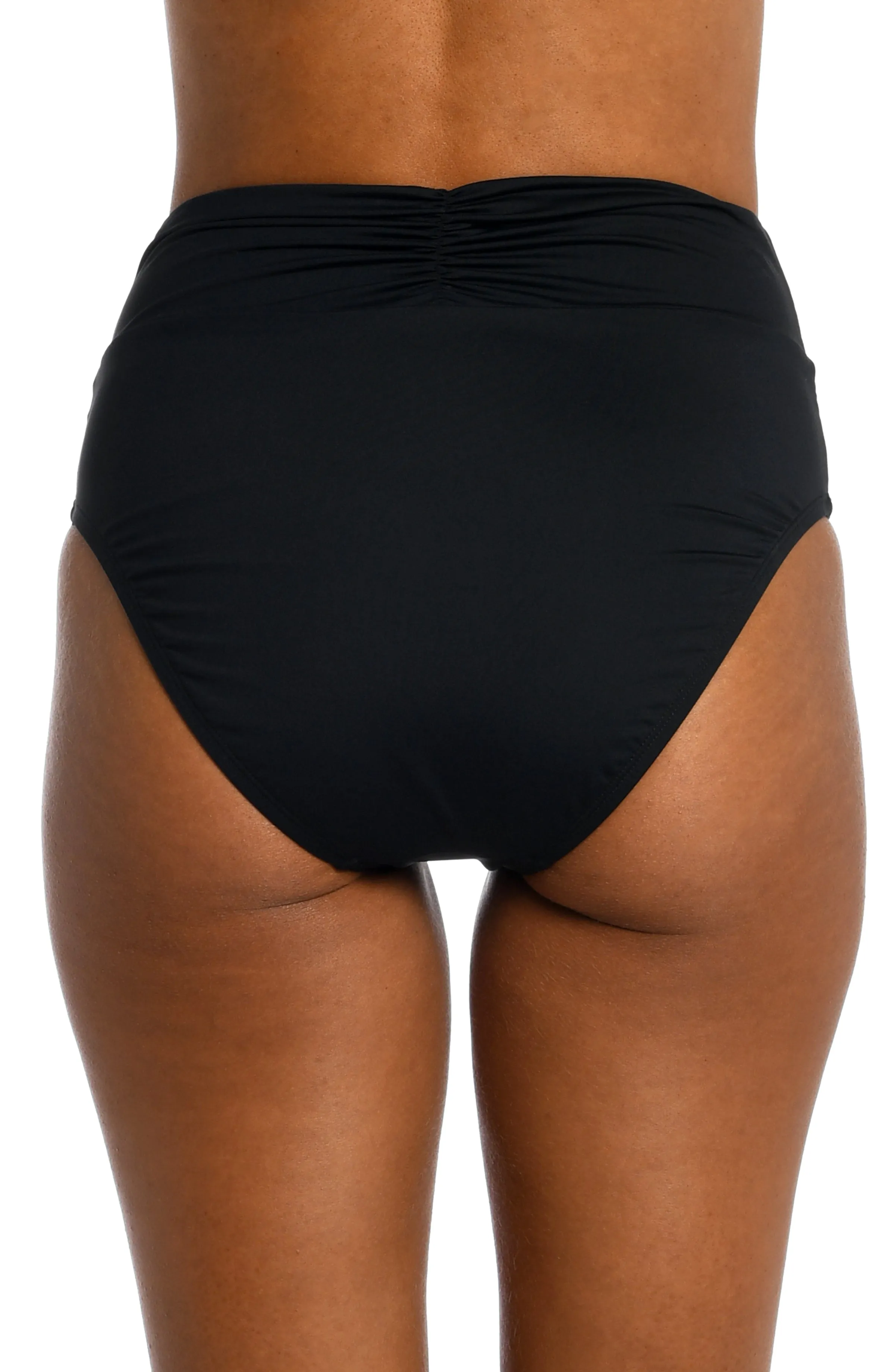 Island Goddess Cinch Back High Waist Bottom - Black