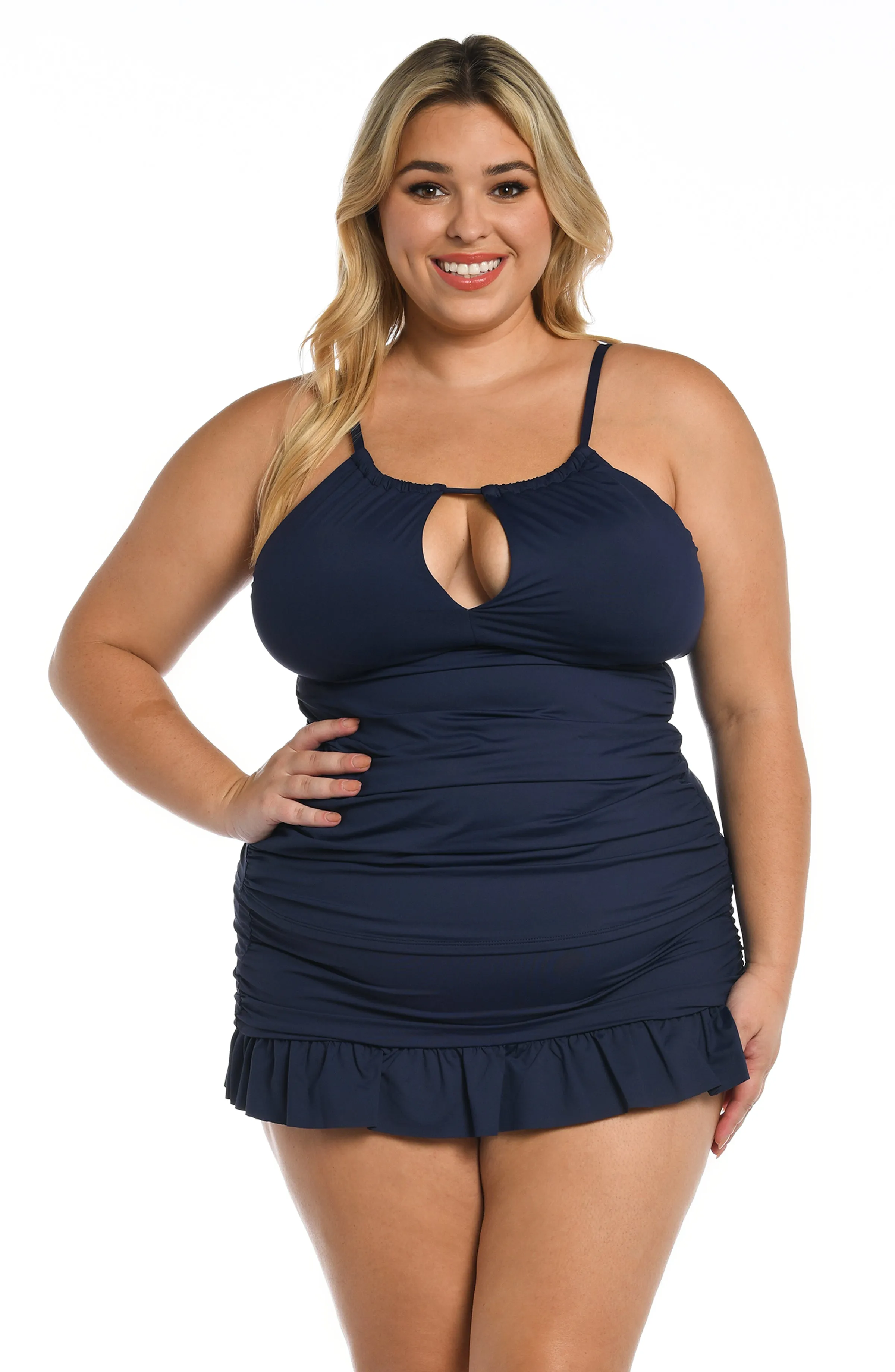 Island Goddess High Neck Keyhole Tankini Top - FINAL SALE - Indigo