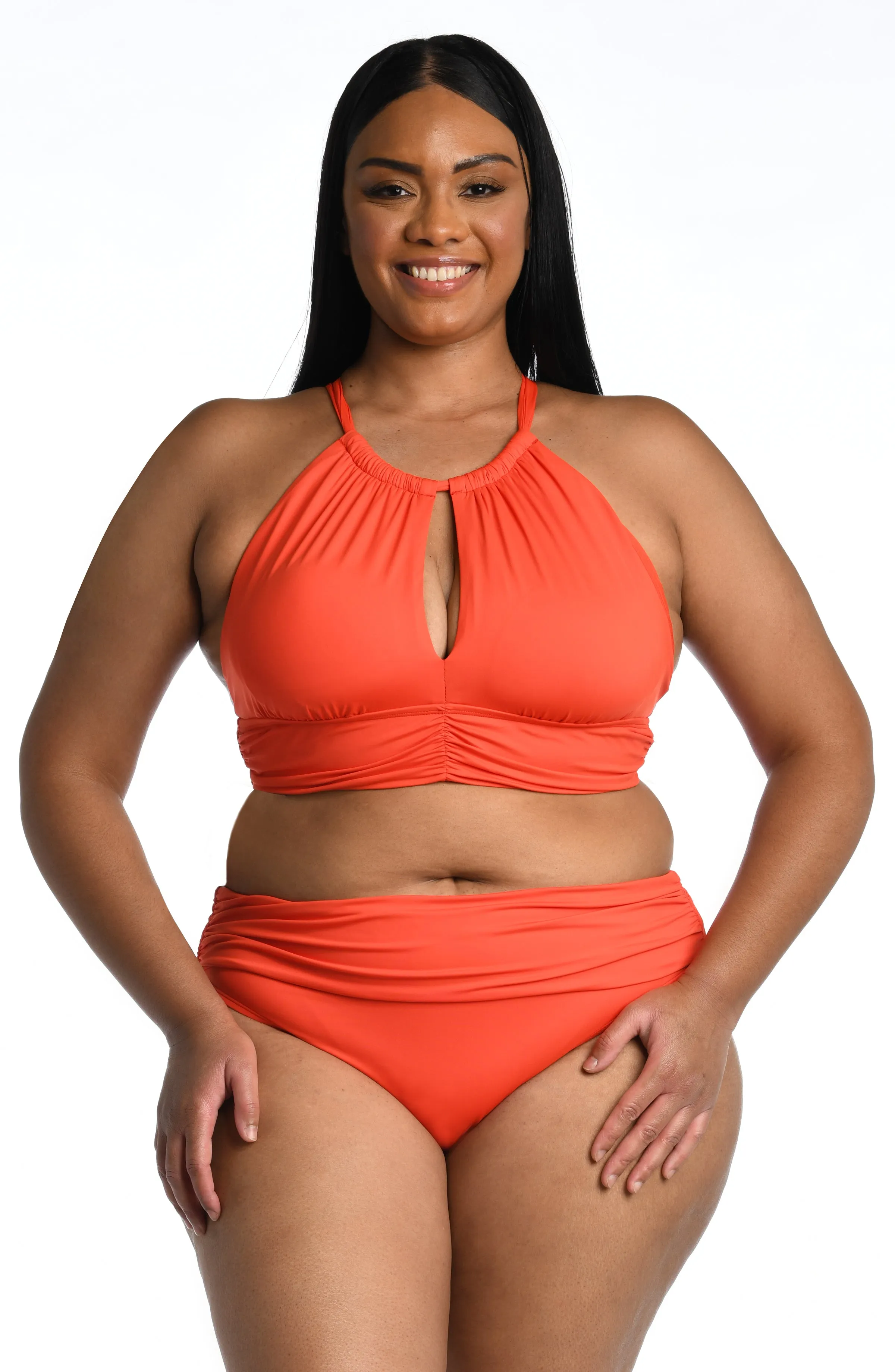 Island Goddess High Neck Midkini Top - FINAL SALE - Paprika