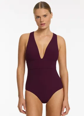 Jetset Plunge Tie Back One Piece - Port