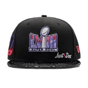 Just Don x Usher Super Bowl LVIII 9FIFTY Snapback Hat - Black/Black Python