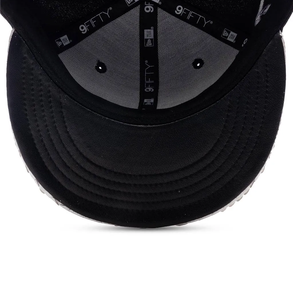 Just Don x Usher Super Bowl LVIII 9FIFTY Snapback Hat - Black/Silver Python