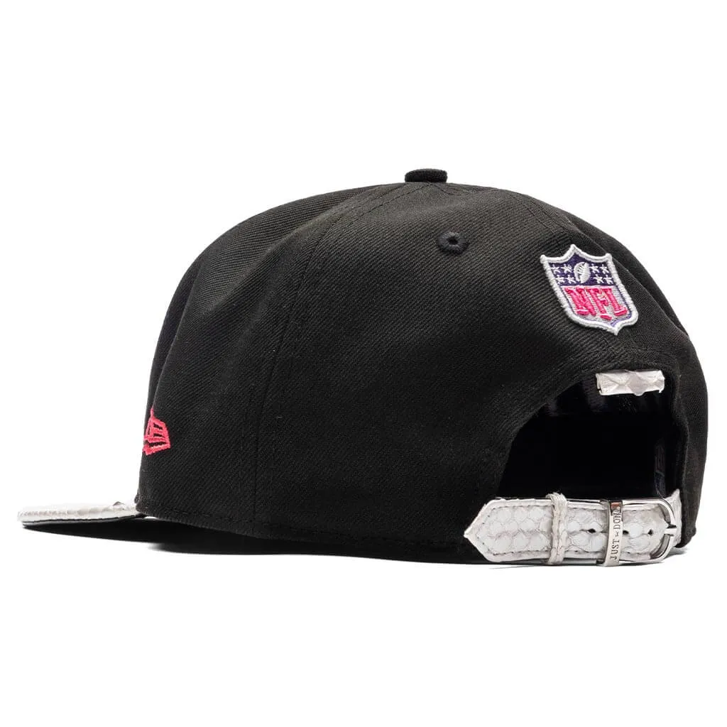 Just Don x Usher Super Bowl LVIII 9FIFTY Snapback Hat - Black/Silver Python