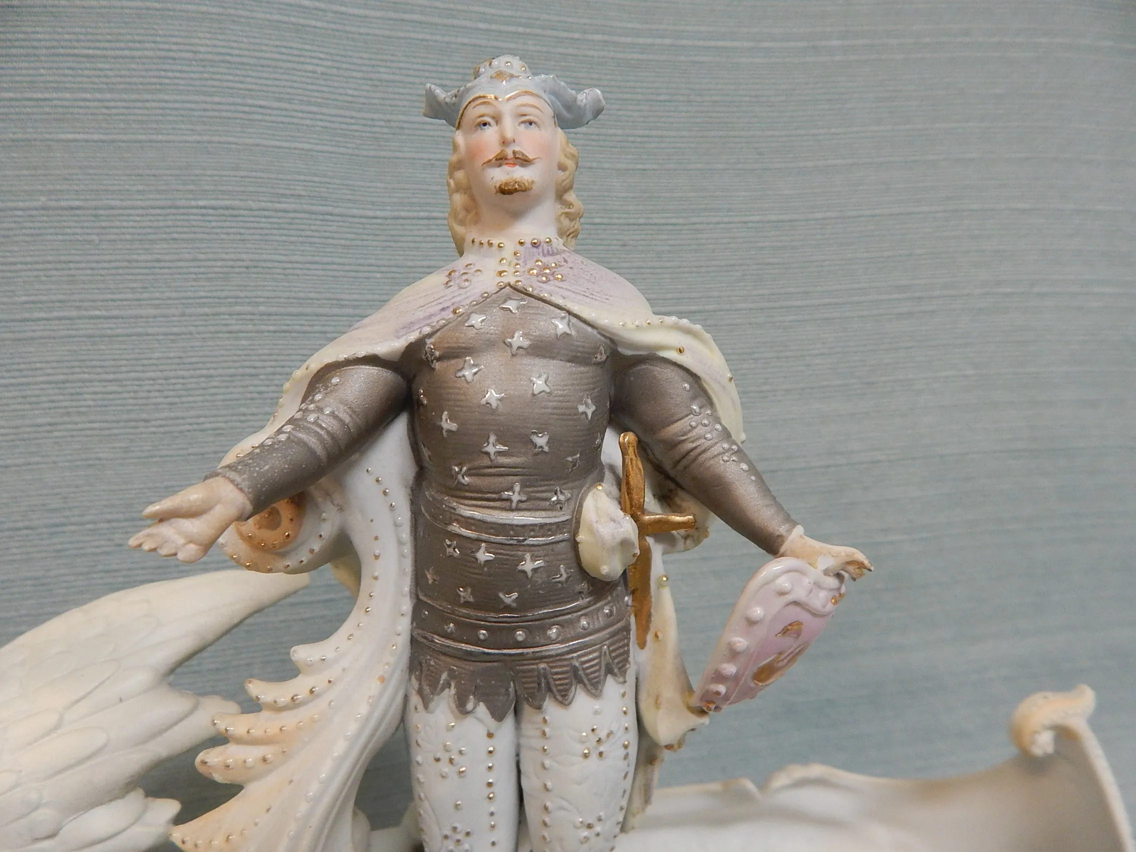 King Ludwig of Bavaria in Swan Boat Porcelain Figurine