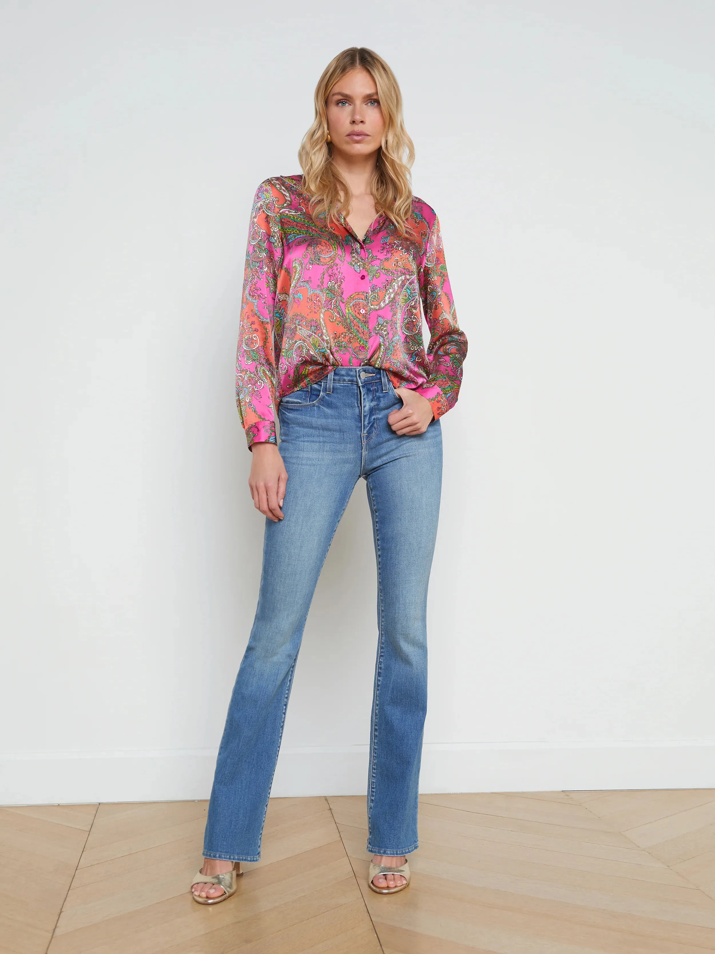 L’agence - Tyler Silk Blouse - Rhodamine Multi Bright Pop