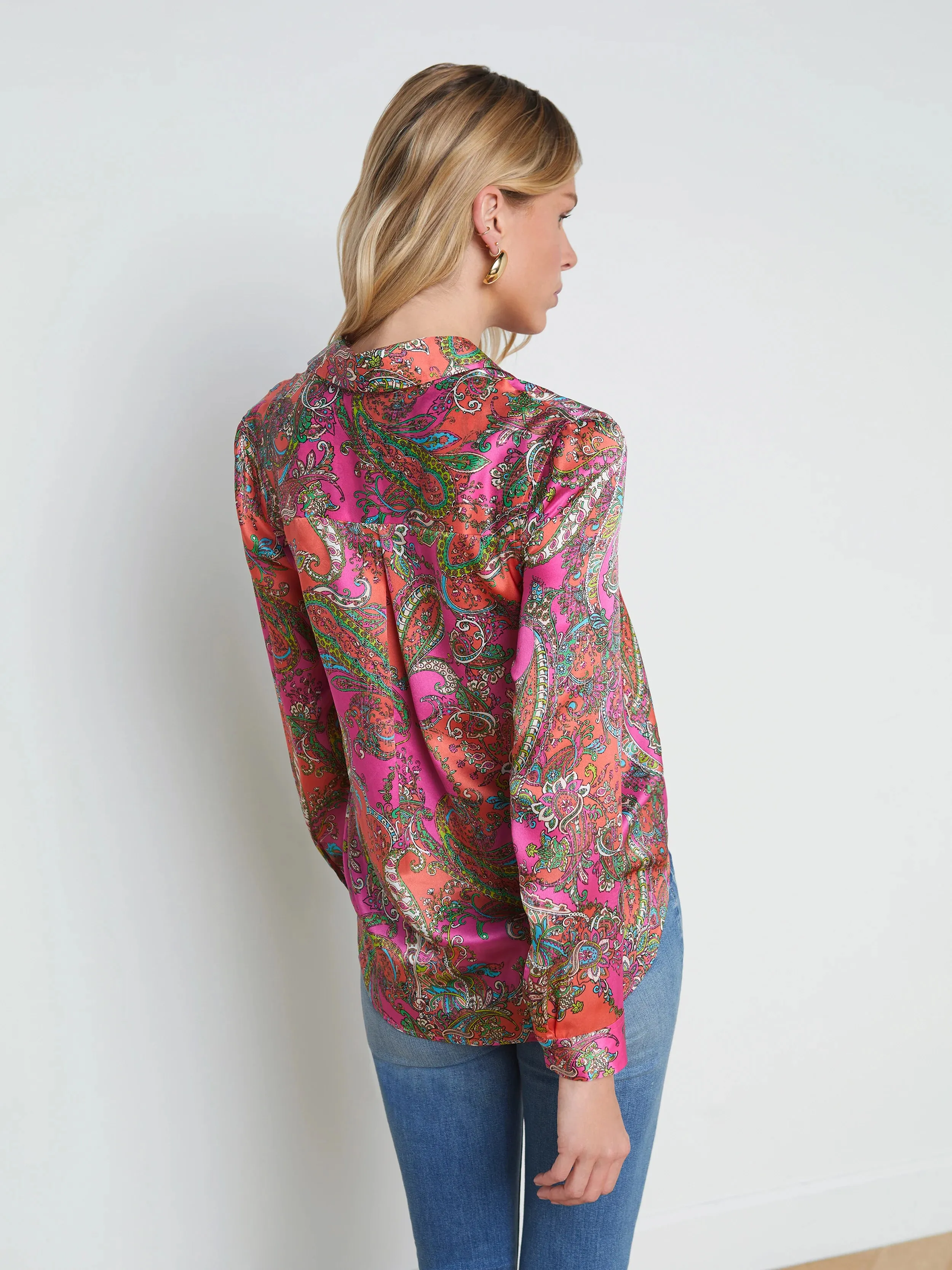 L’agence - Tyler Silk Blouse - Rhodamine Multi Bright Pop