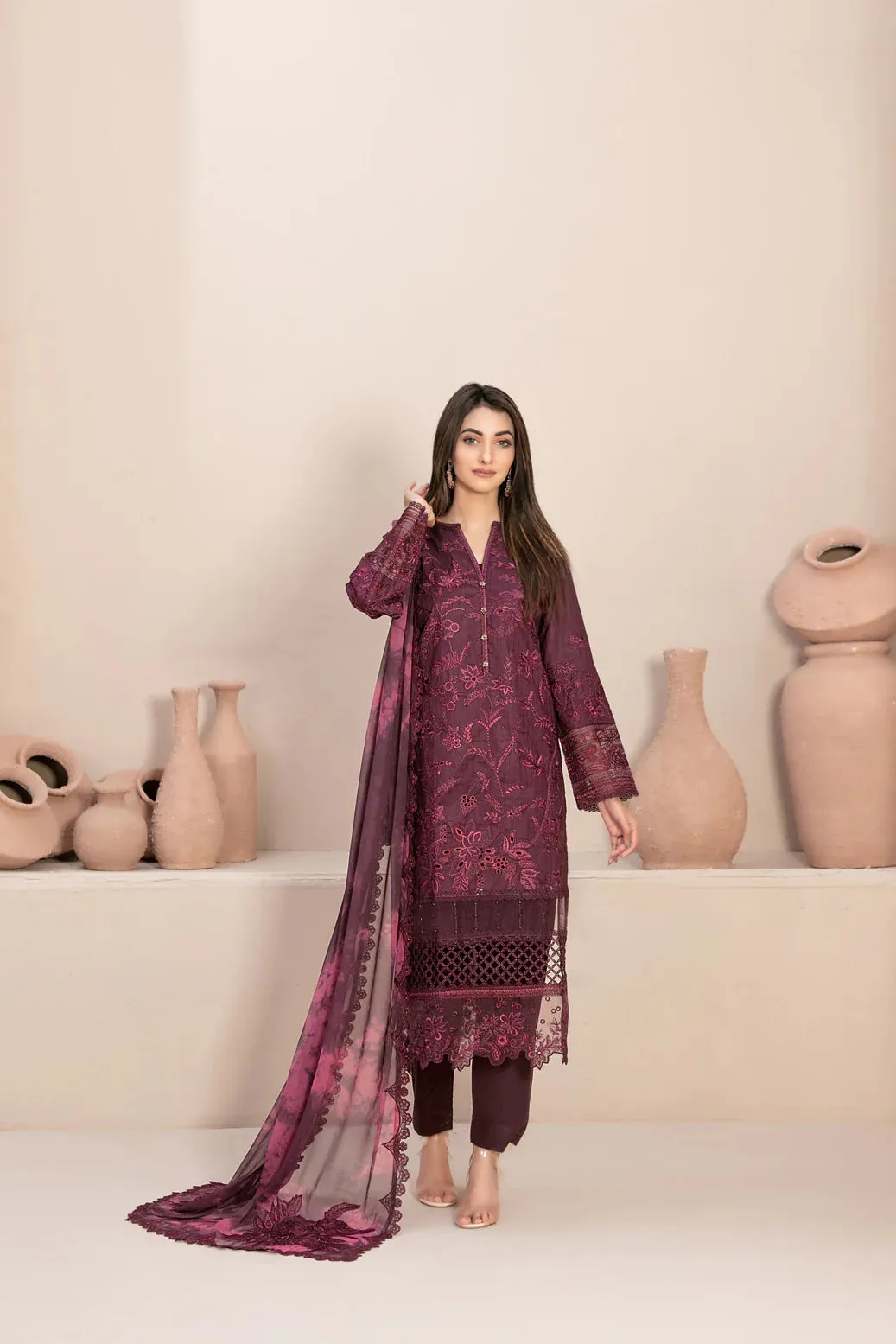 LEMA BY TAWAKKAL 3 Piece Un Stitched Suit - D-2170