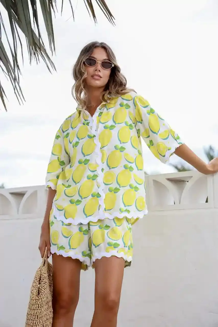 Lemoncello Ric Rac Short & Shirt Set