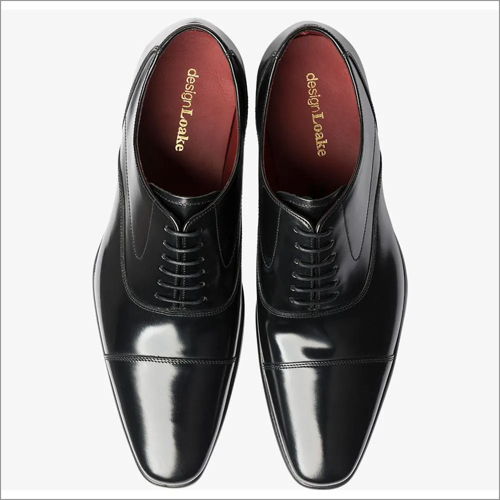 Loake Sharp Black Leather Toe Cap*