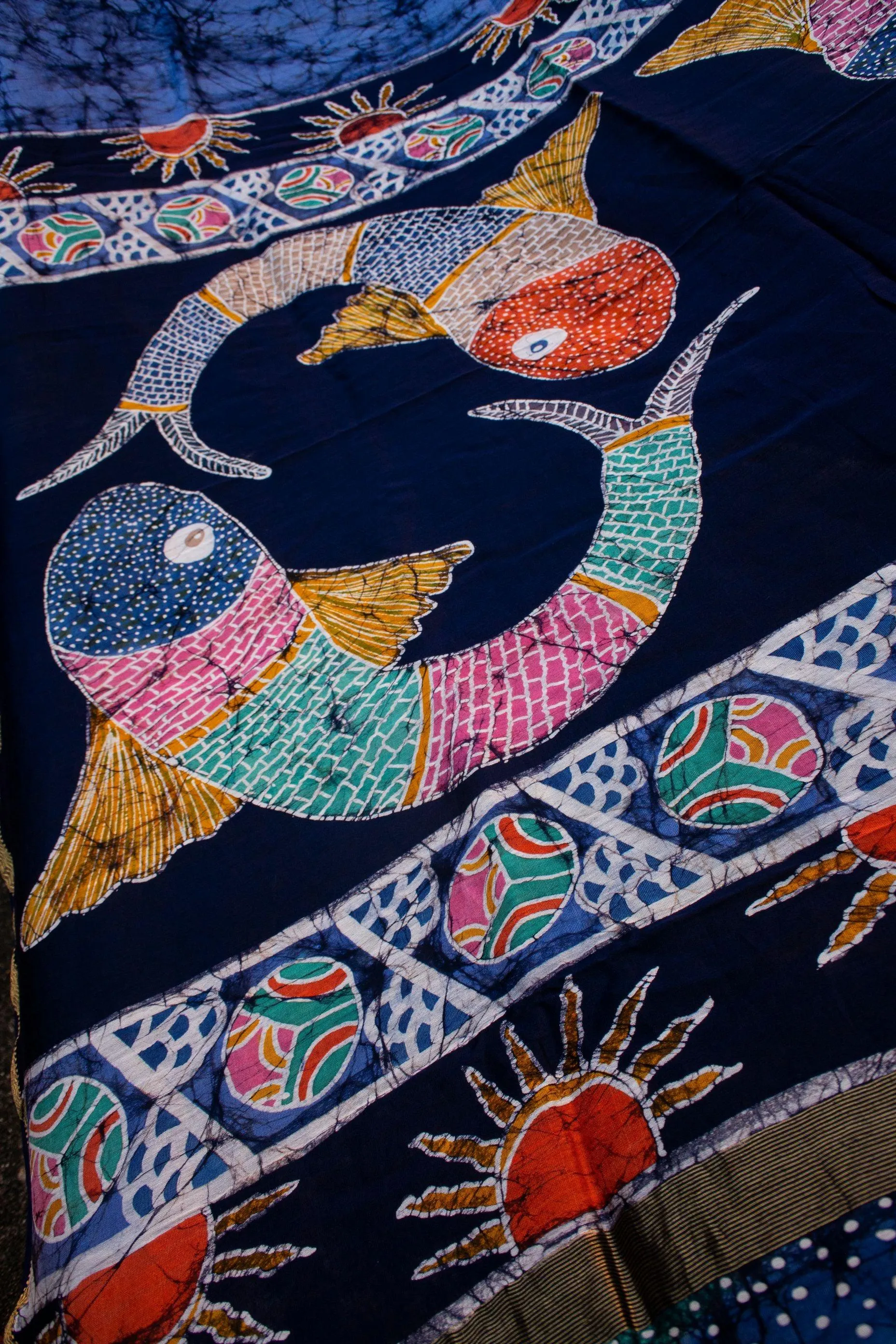 Matsya - Narmada Batik Maheswari saree