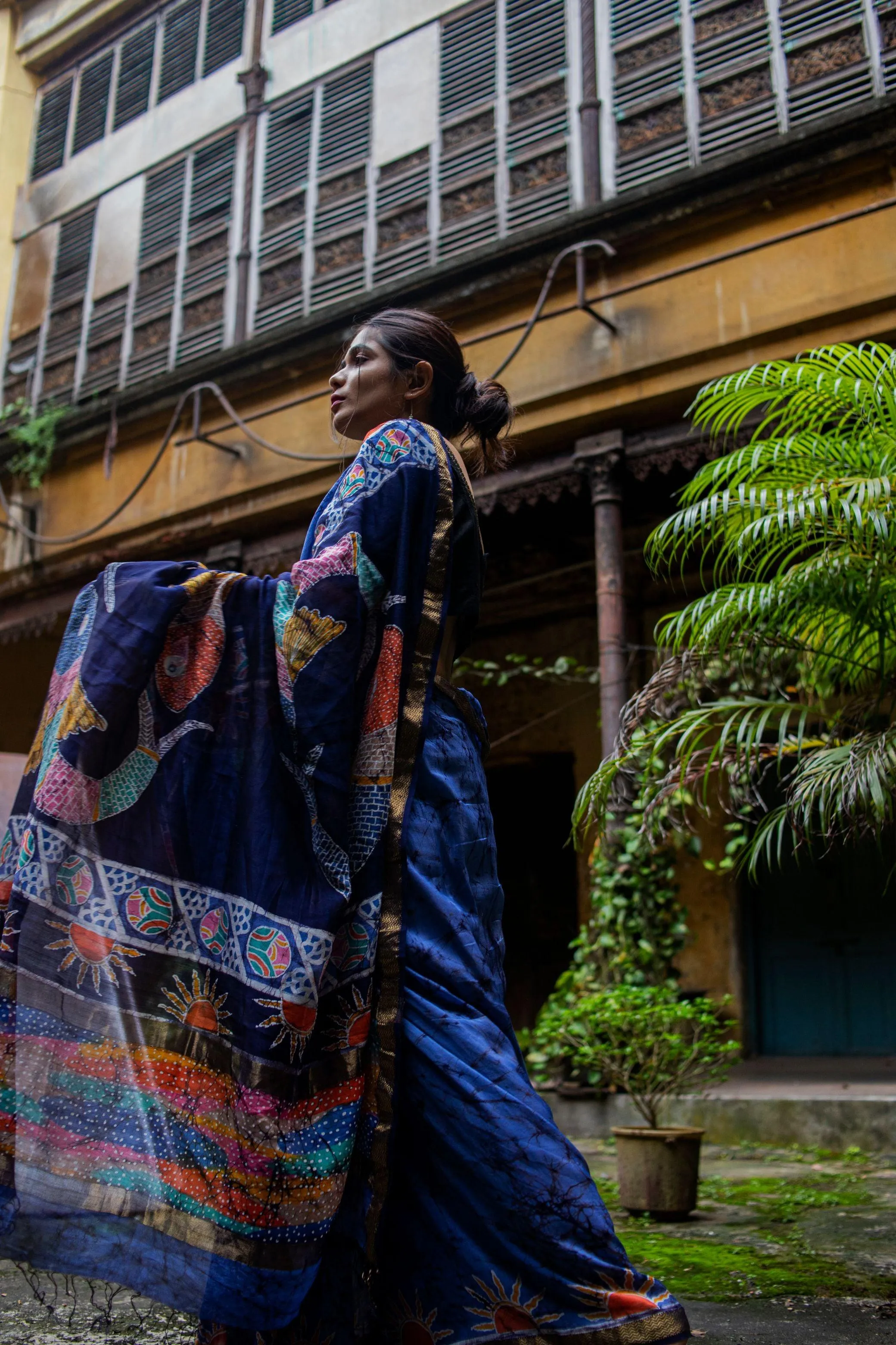 Matsya - Narmada Batik Maheswari saree