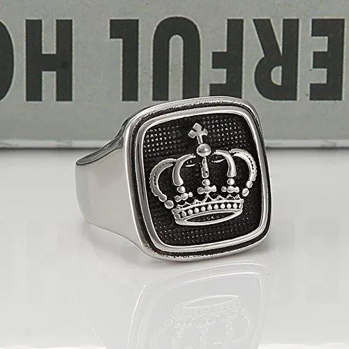 Men's 316l Stainless Steel Silver Vintage Kings Crown Ring