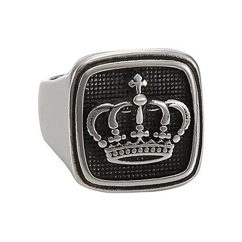 Men's 316l Stainless Steel Silver Vintage Kings Crown Ring