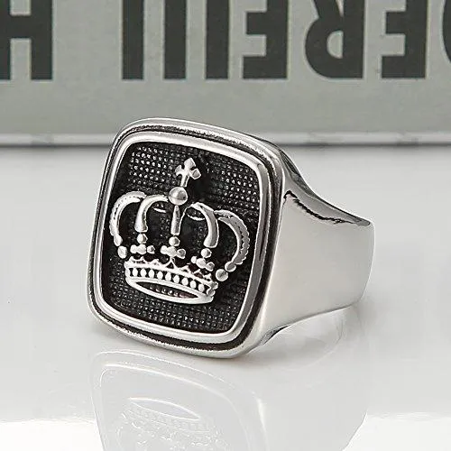 Men's 316l Stainless Steel Silver Vintage Kings Crown Ring