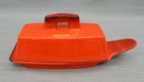 Metlox Red Rooster Covered Butter Dish