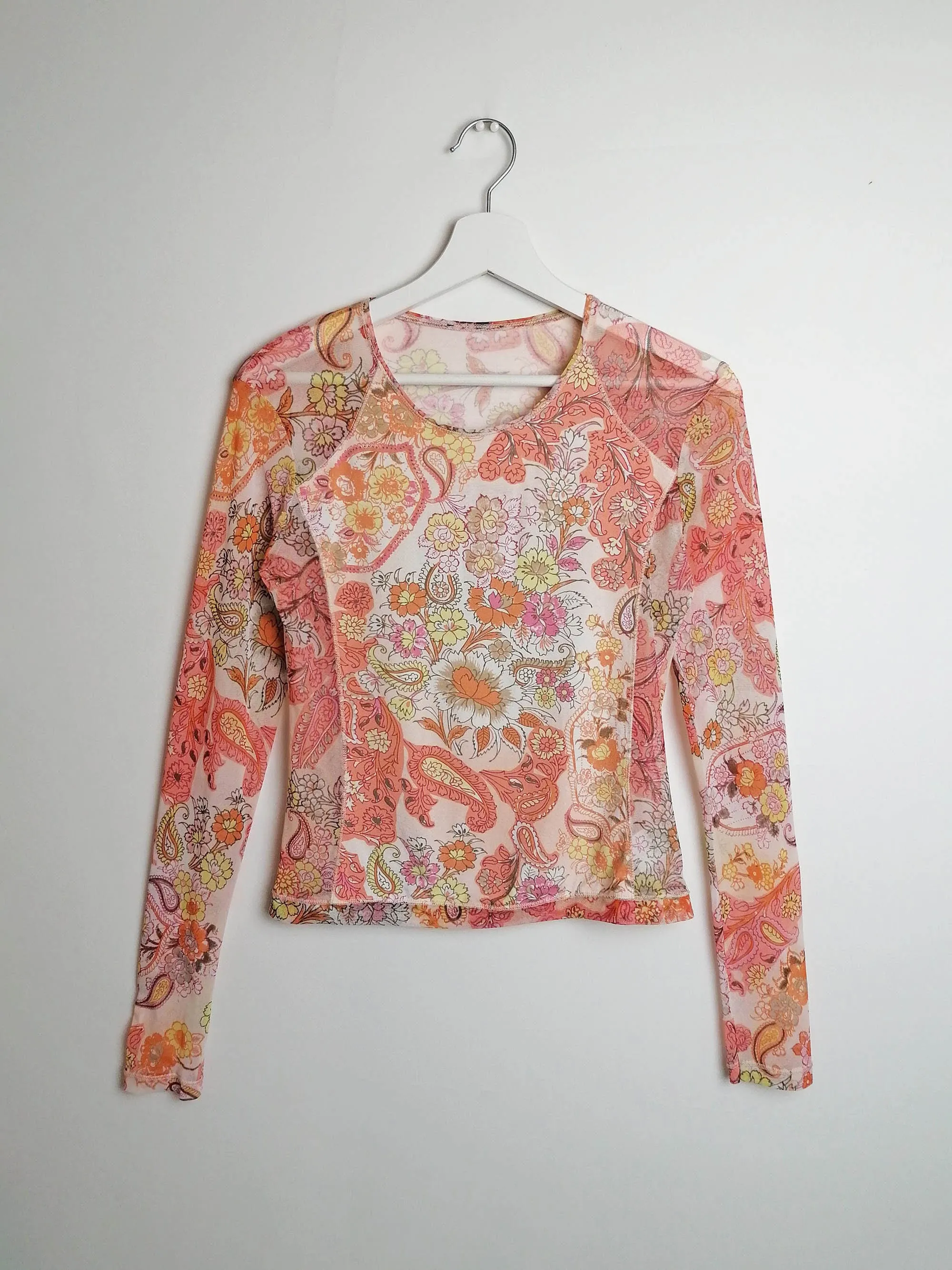 Micro-Mesh Top Floral Print - size S