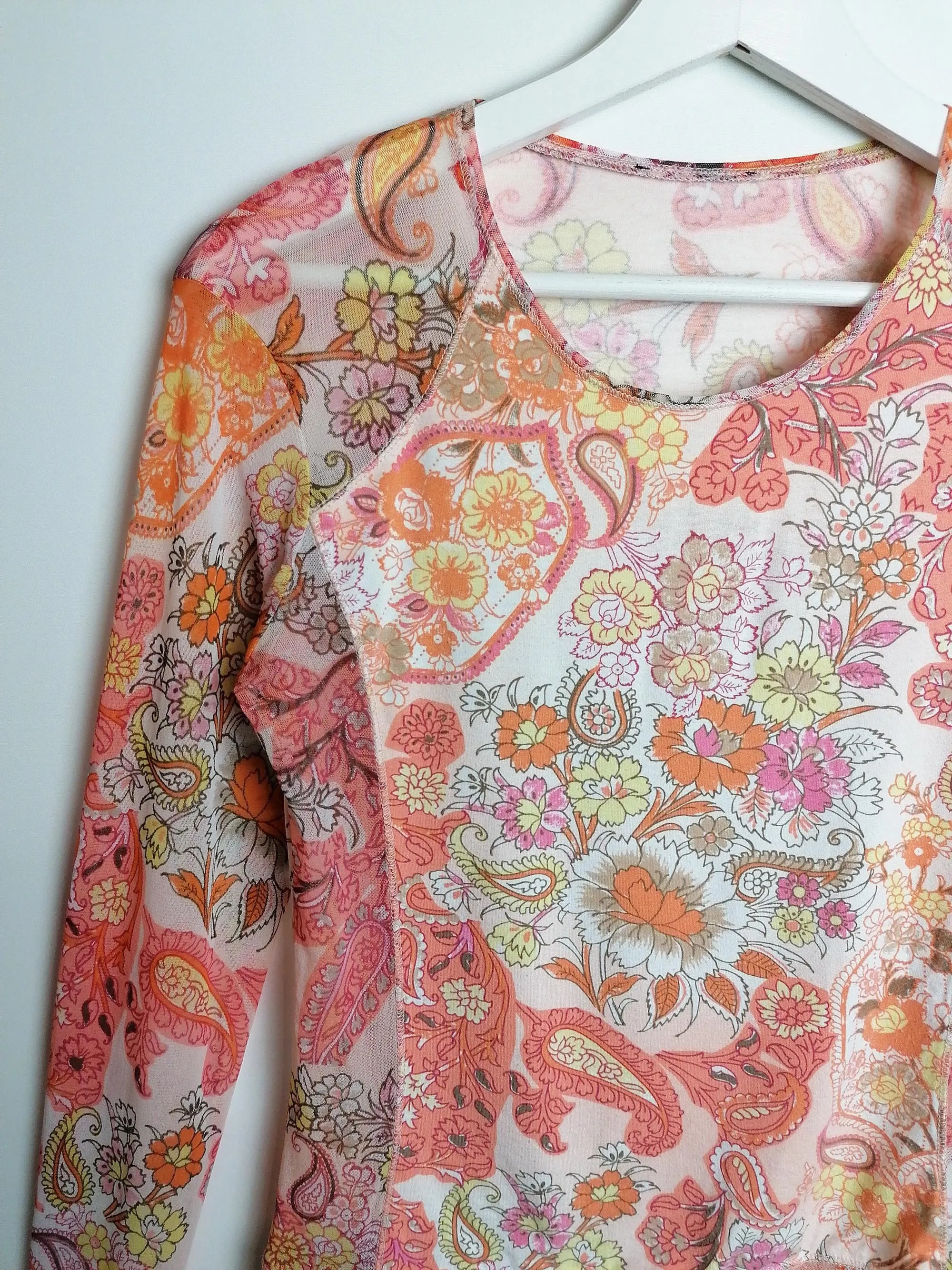 Micro-Mesh Top Floral Print - size S