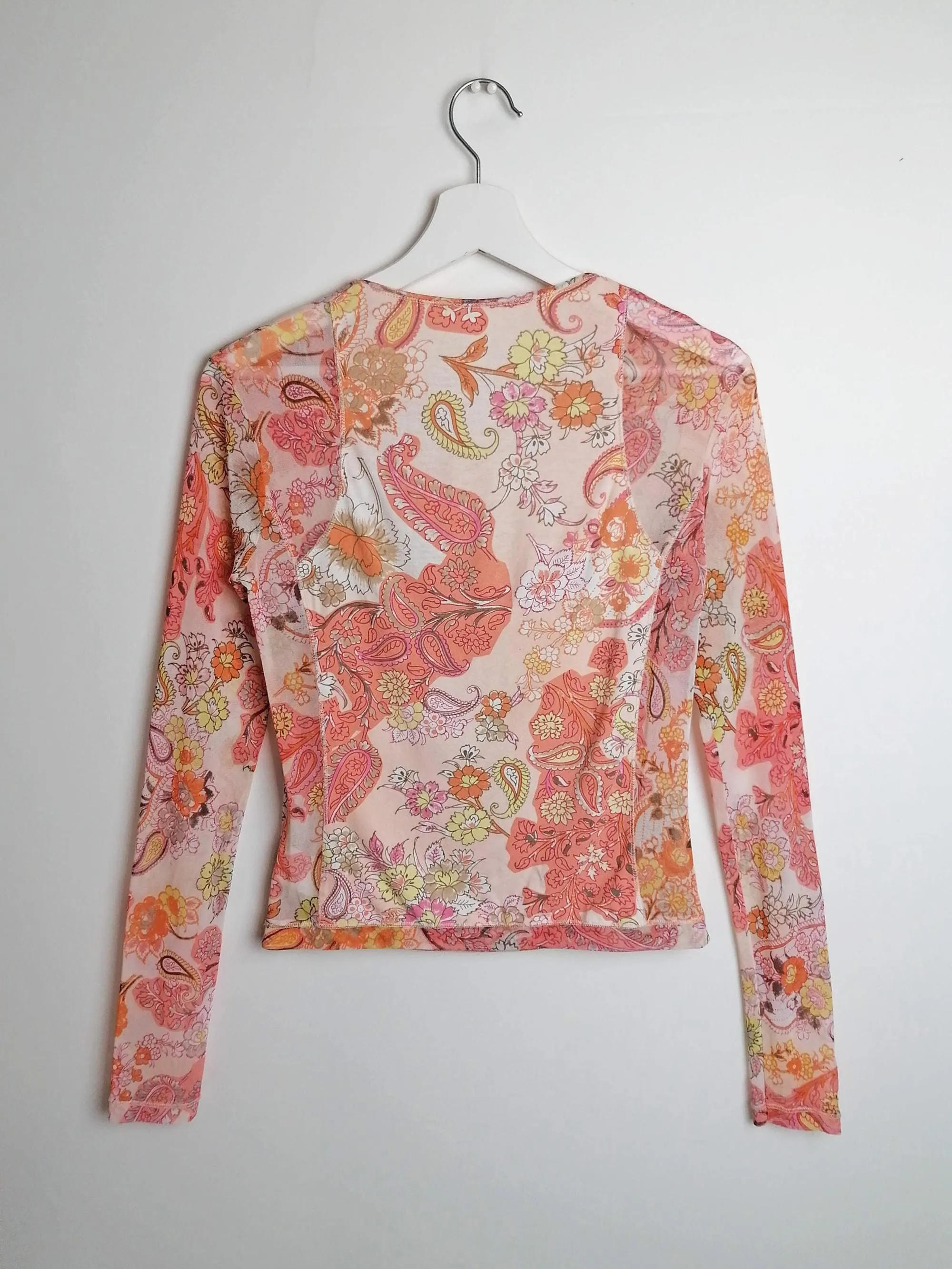 Micro-Mesh Top Floral Print - size S