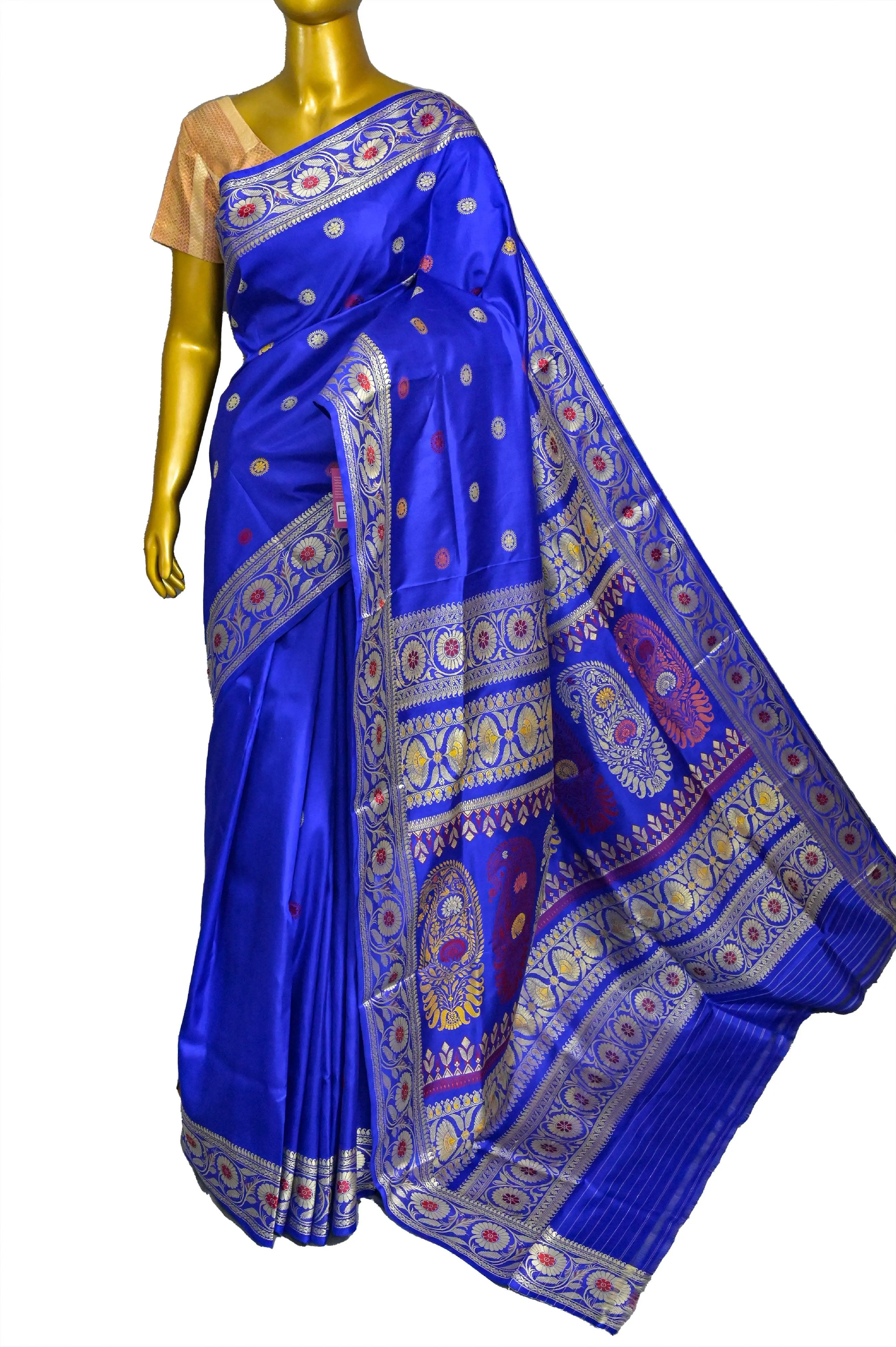 Midnight Blue Color Revival Golani Baluchari Silk Saree with Meenakari Work