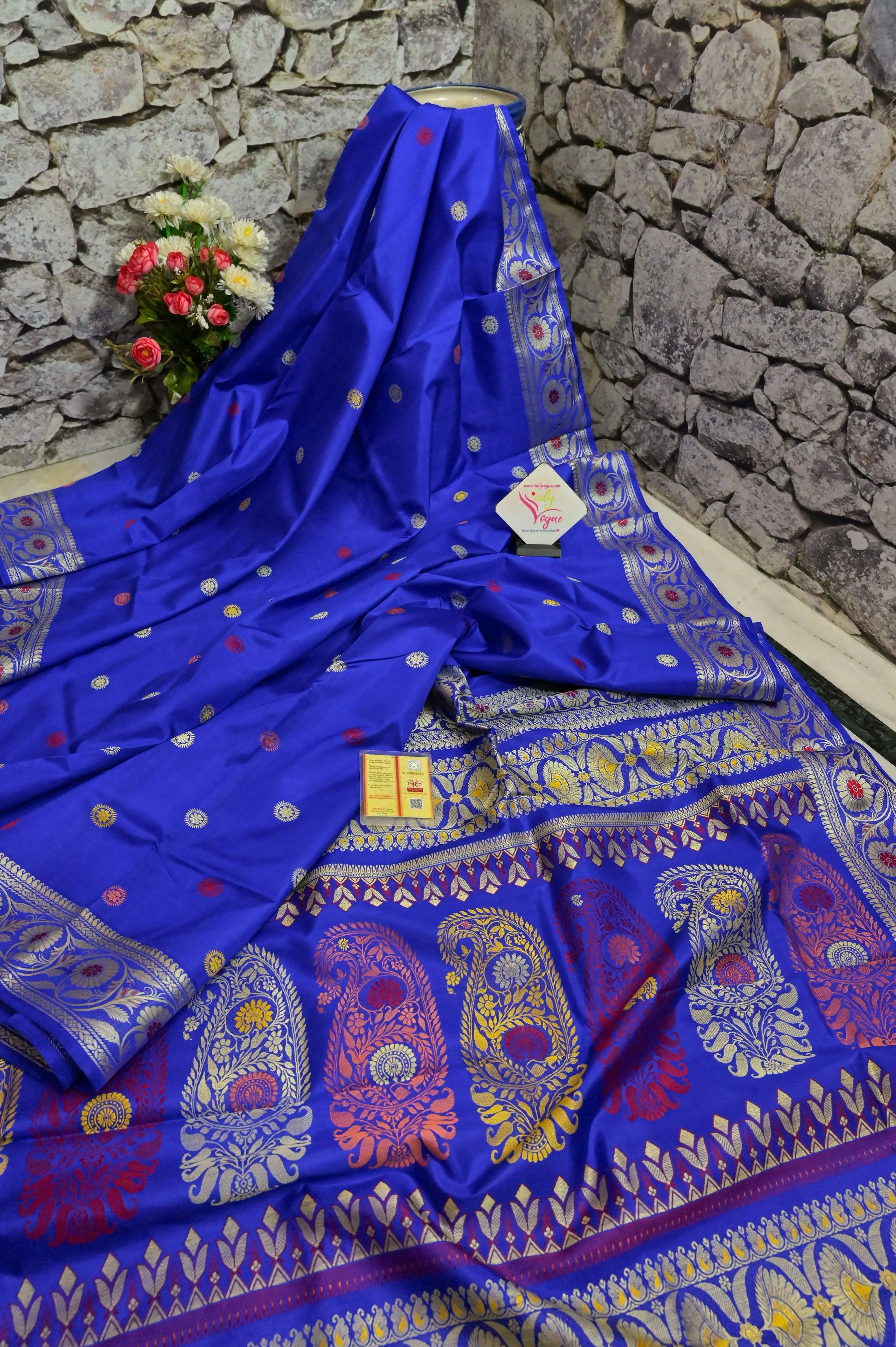 Midnight Blue Color Revival Golani Baluchari Silk Saree with Meenakari Work