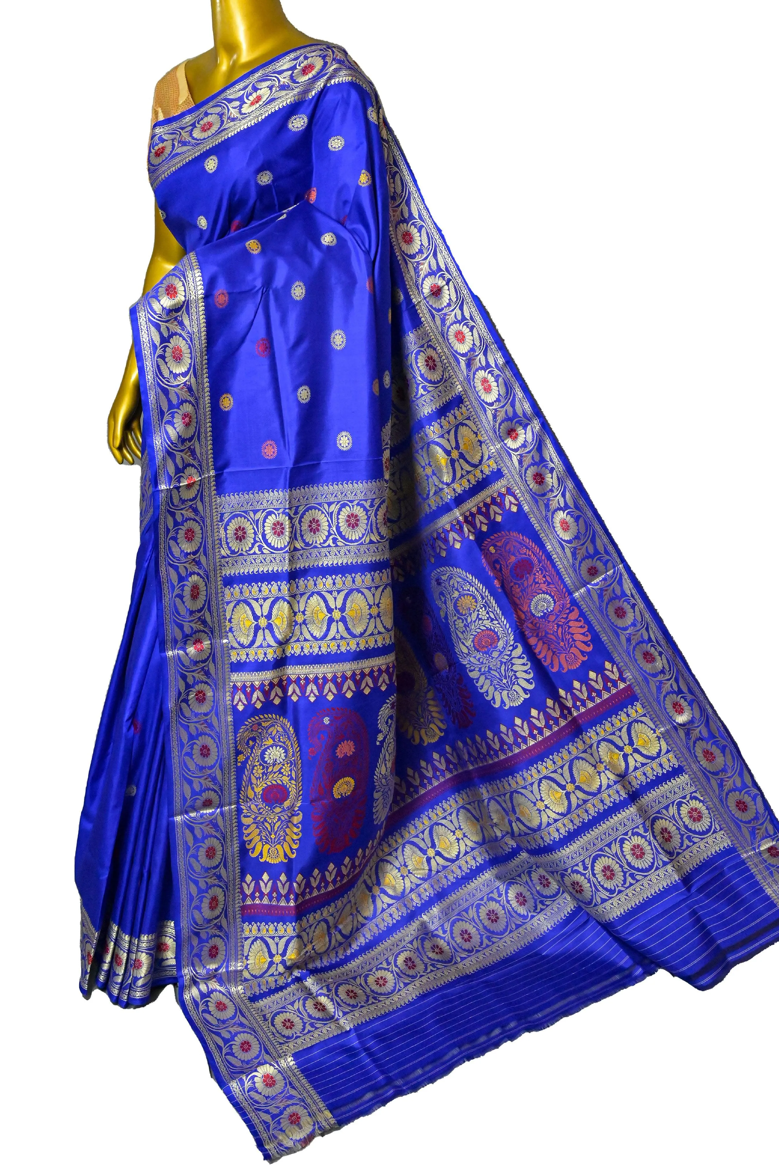 Midnight Blue Color Revival Golani Baluchari Silk Saree with Meenakari Work