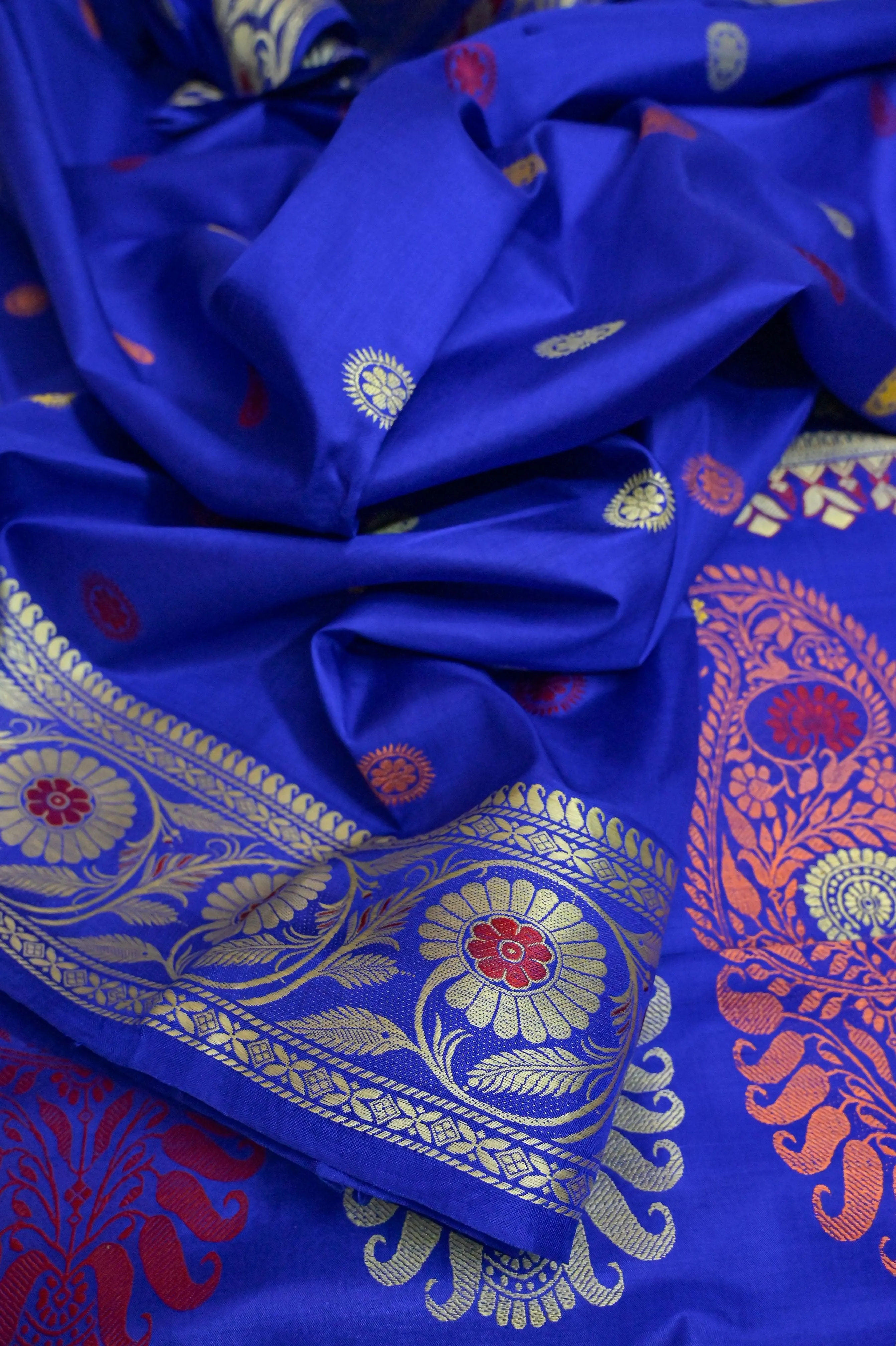 Midnight Blue Color Revival Golani Baluchari Silk Saree with Meenakari Work