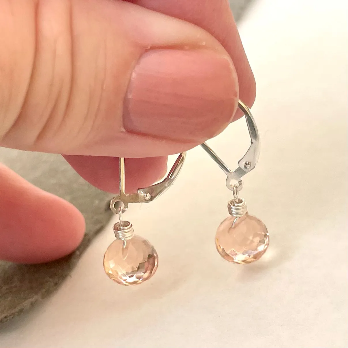 Mini Morganite Peach Earrings