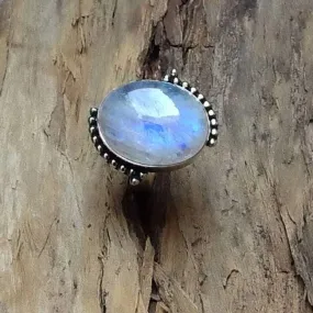 Natural Blue Rainbow Moonstone Gemstone 925 Sterling silver Ring, 22K Yellow Gold Filled, 22K Rose Gold Filled Ring, Nickel Free