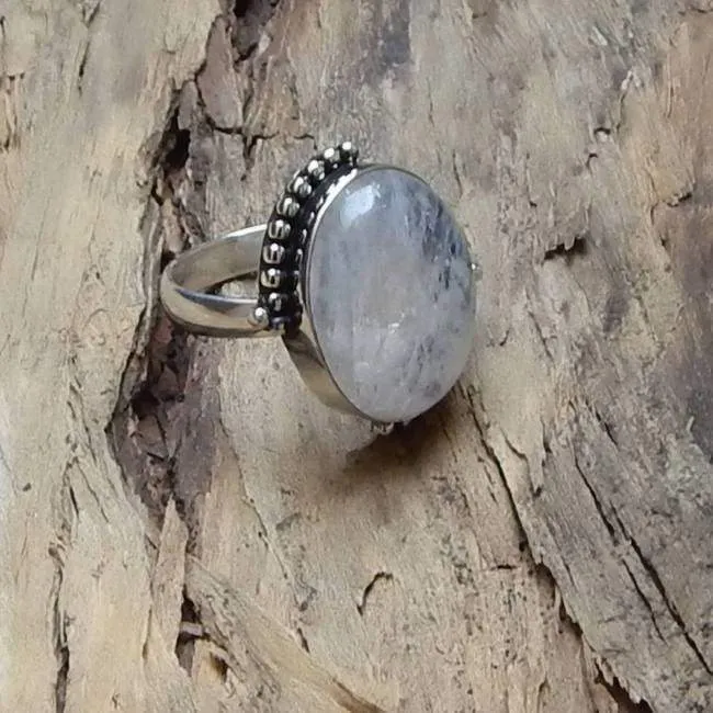 Natural Blue Rainbow Moonstone Gemstone 925 Sterling silver Ring, 22K Yellow Gold Filled, 22K Rose Gold Filled Ring, Nickel Free