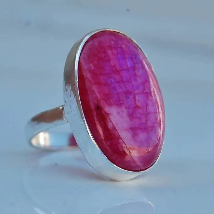 Natural Pink Silver Oval