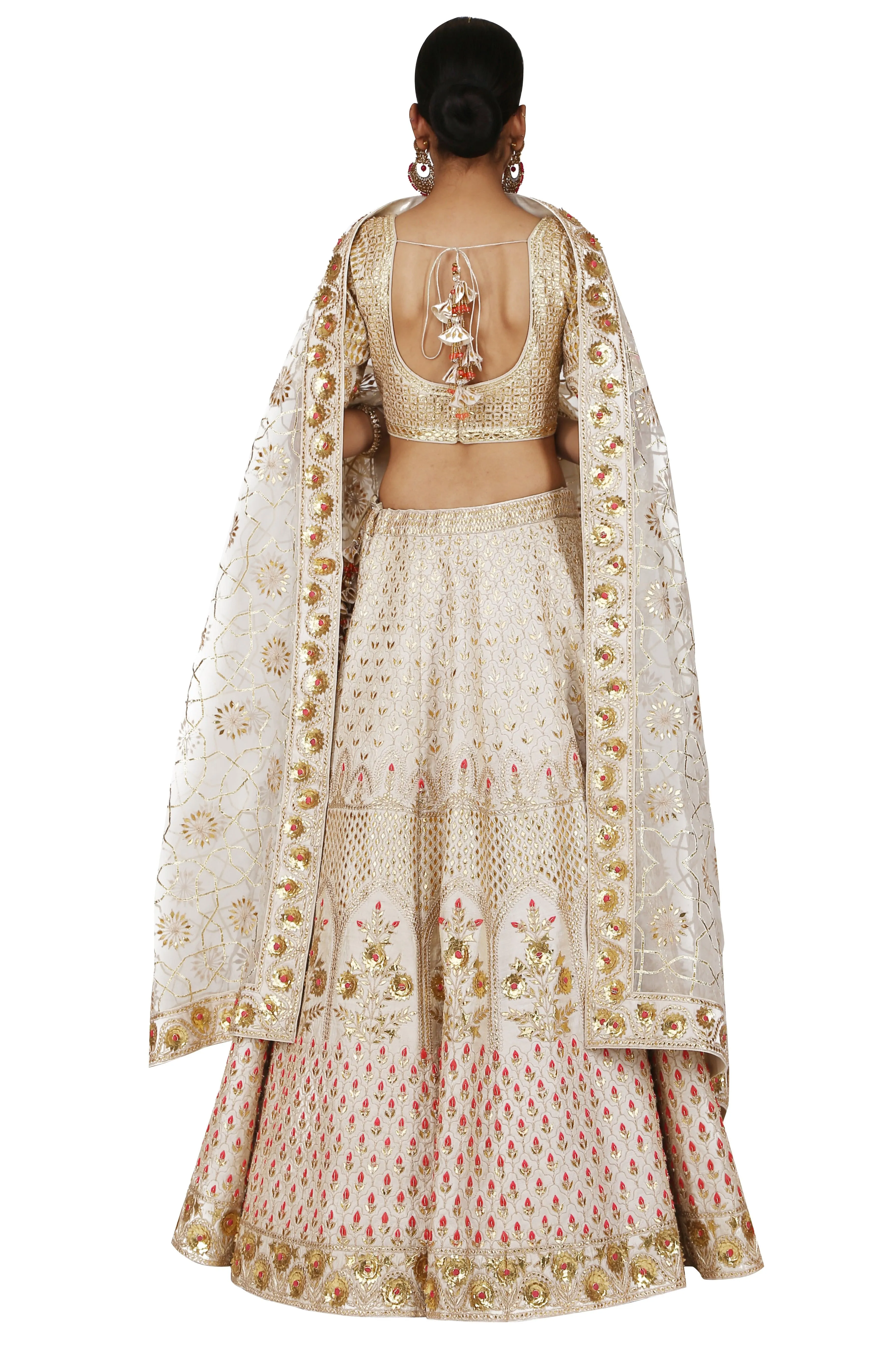 Off-white Jaipur Embroidered Lehenga Set.