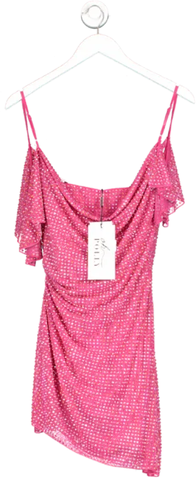 Oh Polly Pink Perla Embellished Corset Kaftan Mini Dress UK 8