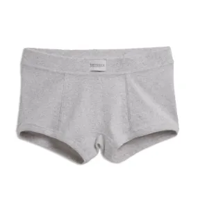 Organic Cotton Rib Boy Shorts - Cloud Gray