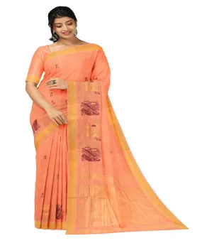 Peach butta handwoven rajahmundry cotton saree