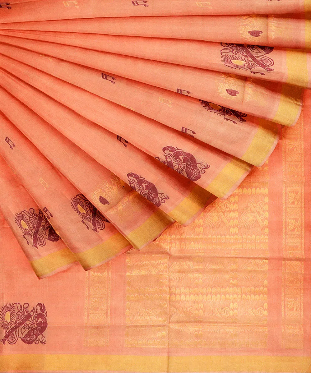 Peach butta handwoven rajahmundry cotton saree