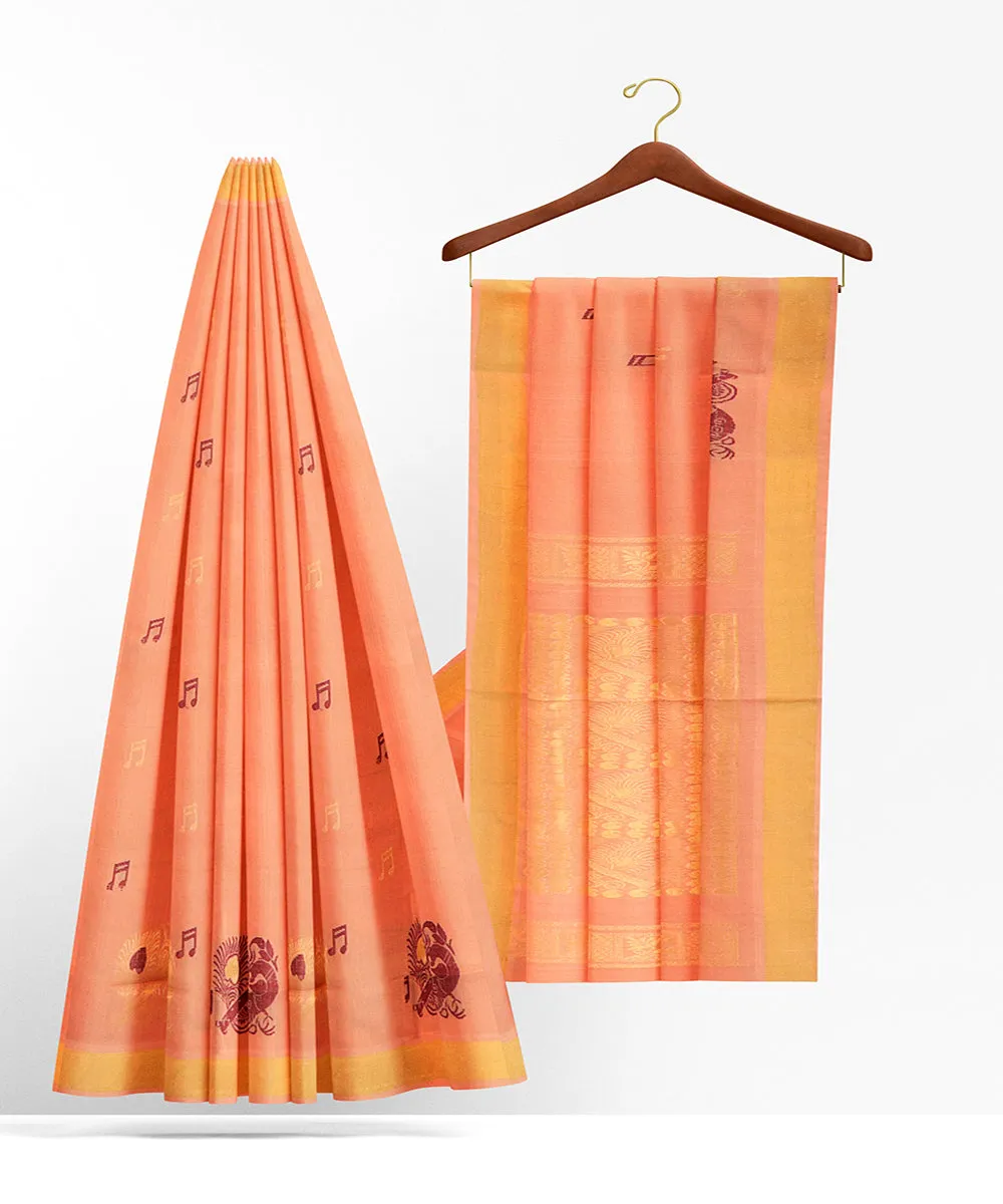 Peach butta handwoven rajahmundry cotton saree