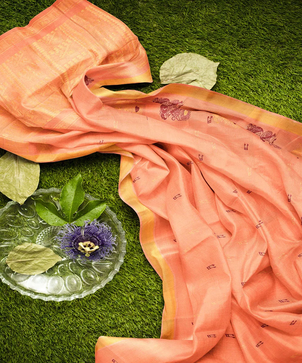 Peach butta handwoven rajahmundry cotton saree