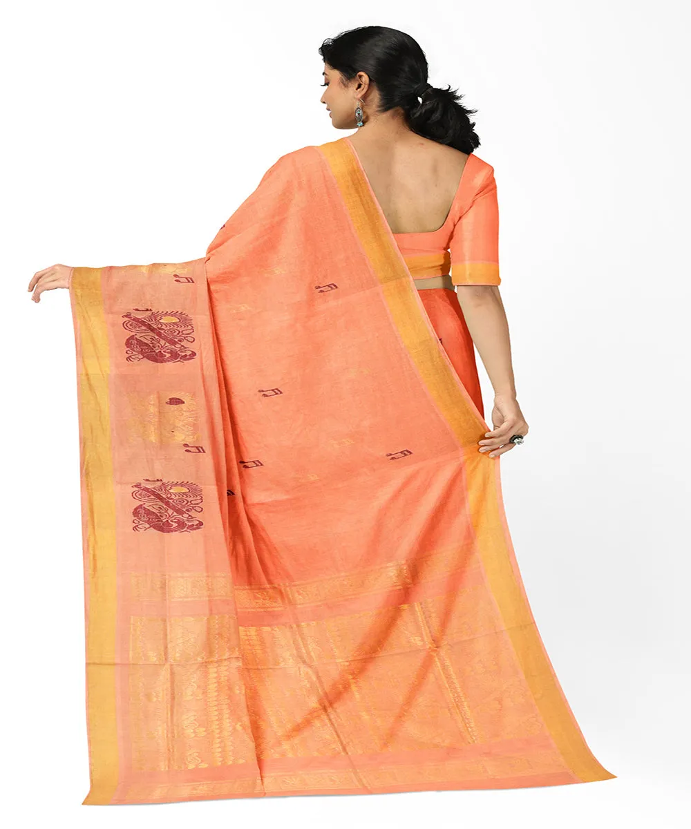 Peach butta handwoven rajahmundry cotton saree