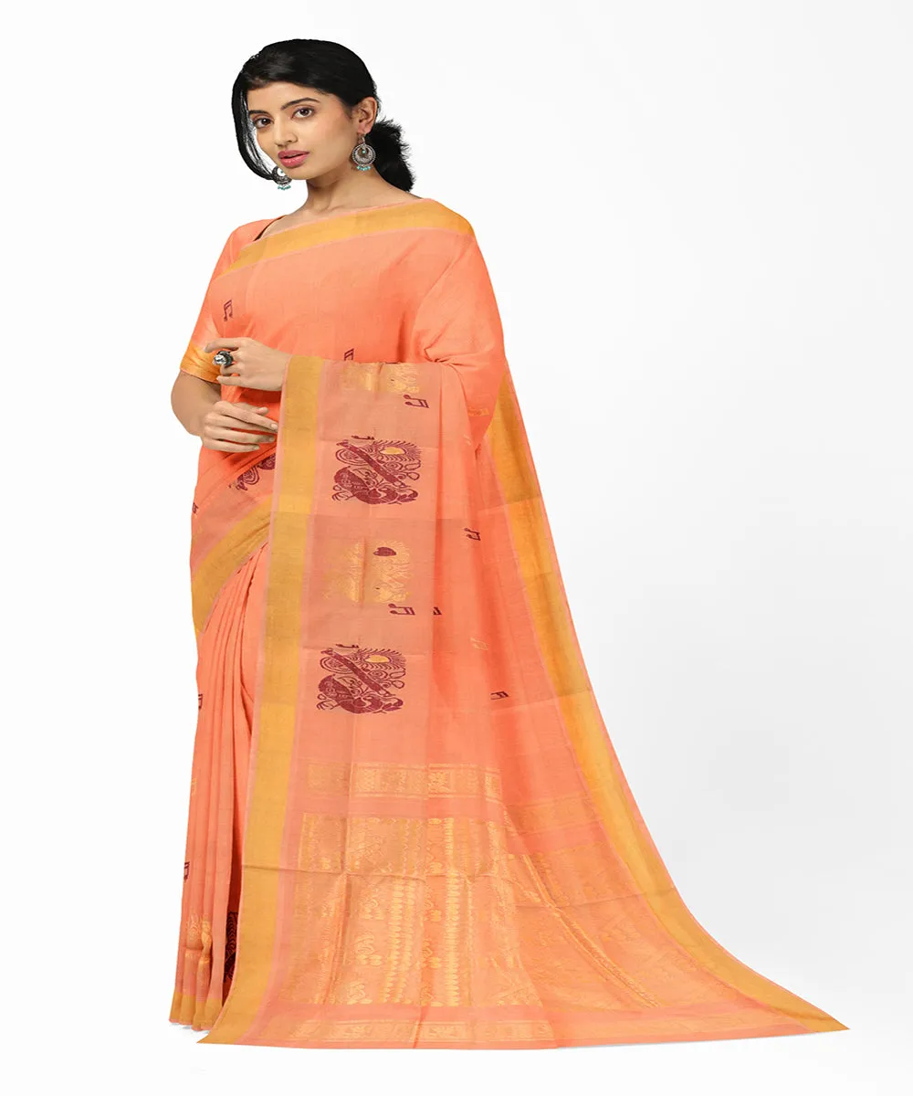 Peach butta handwoven rajahmundry cotton saree