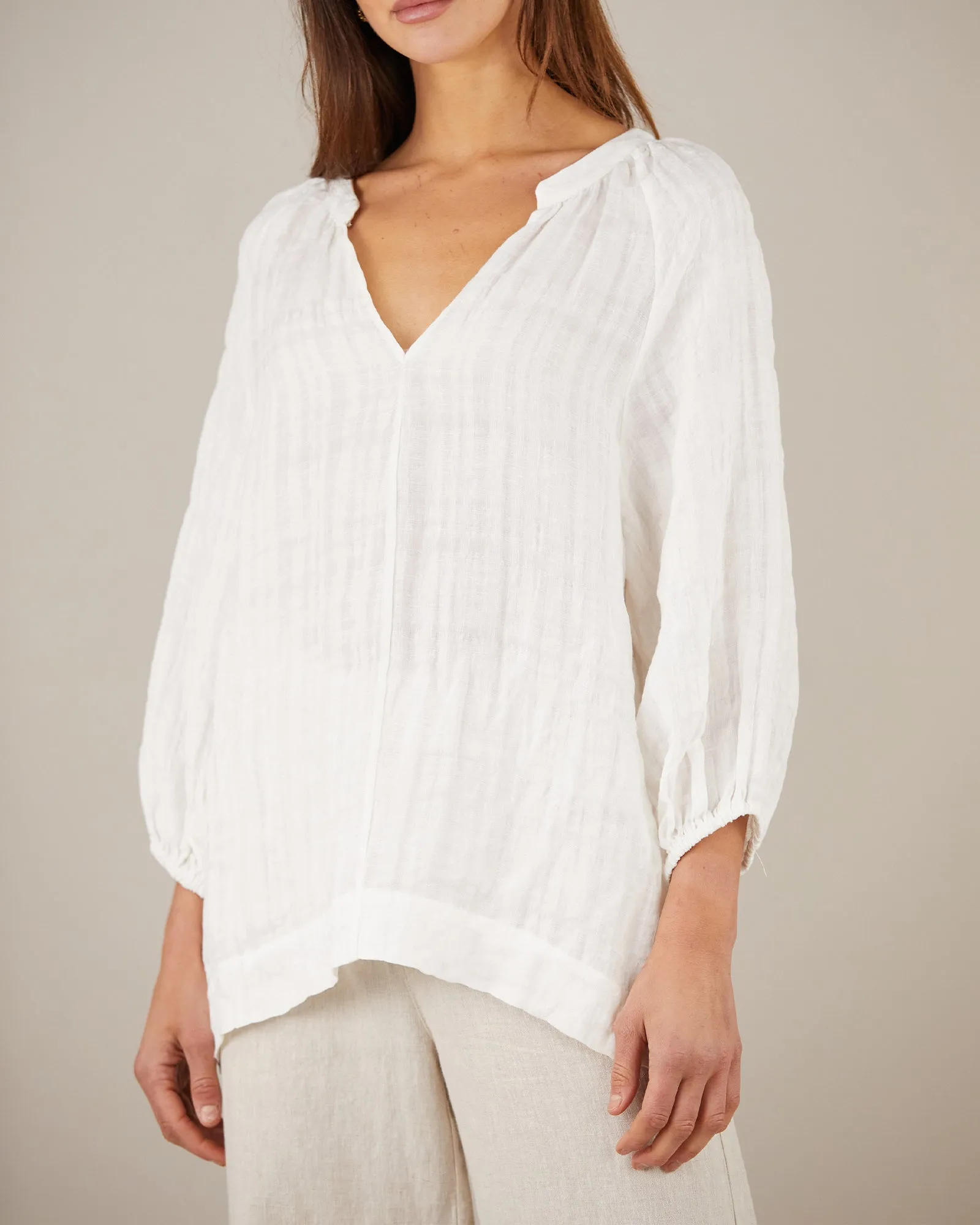 Pila Linen Blouse - White