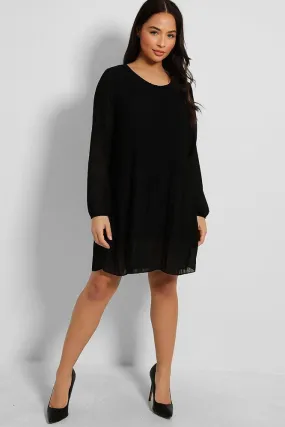 Pleated Chiffon Shift Dress