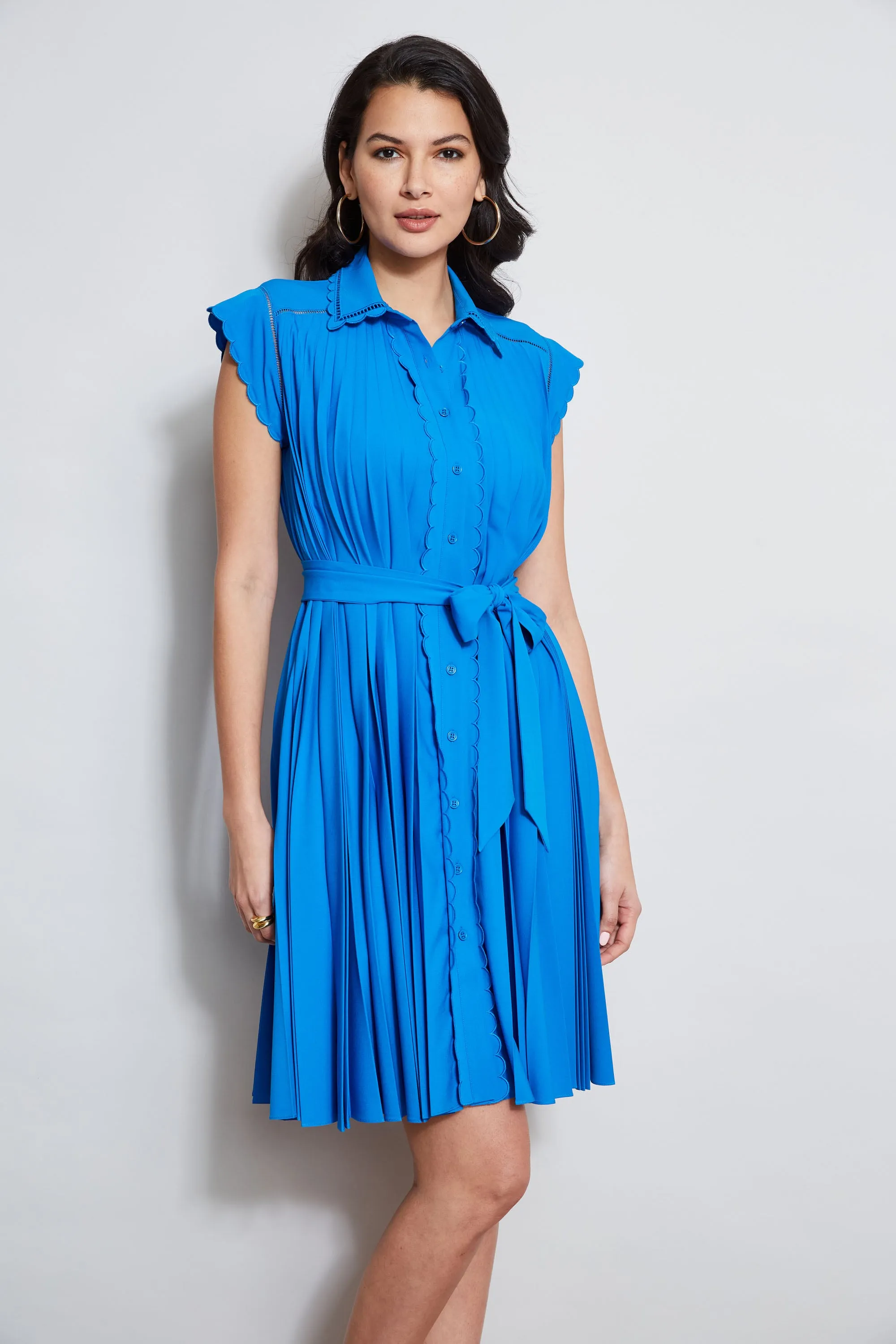 Pleated Scallop Dress