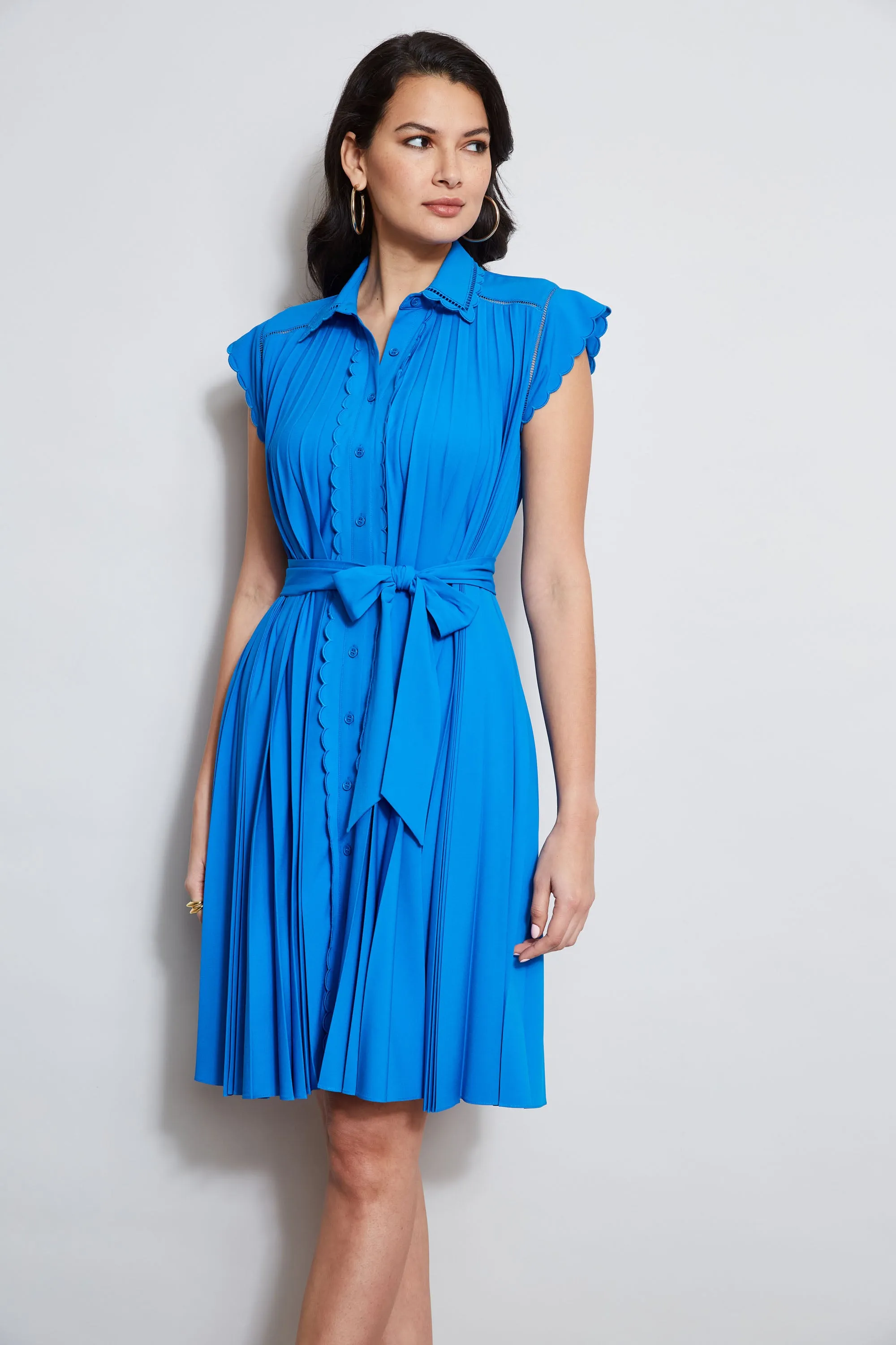 Pleated Scallop Dress