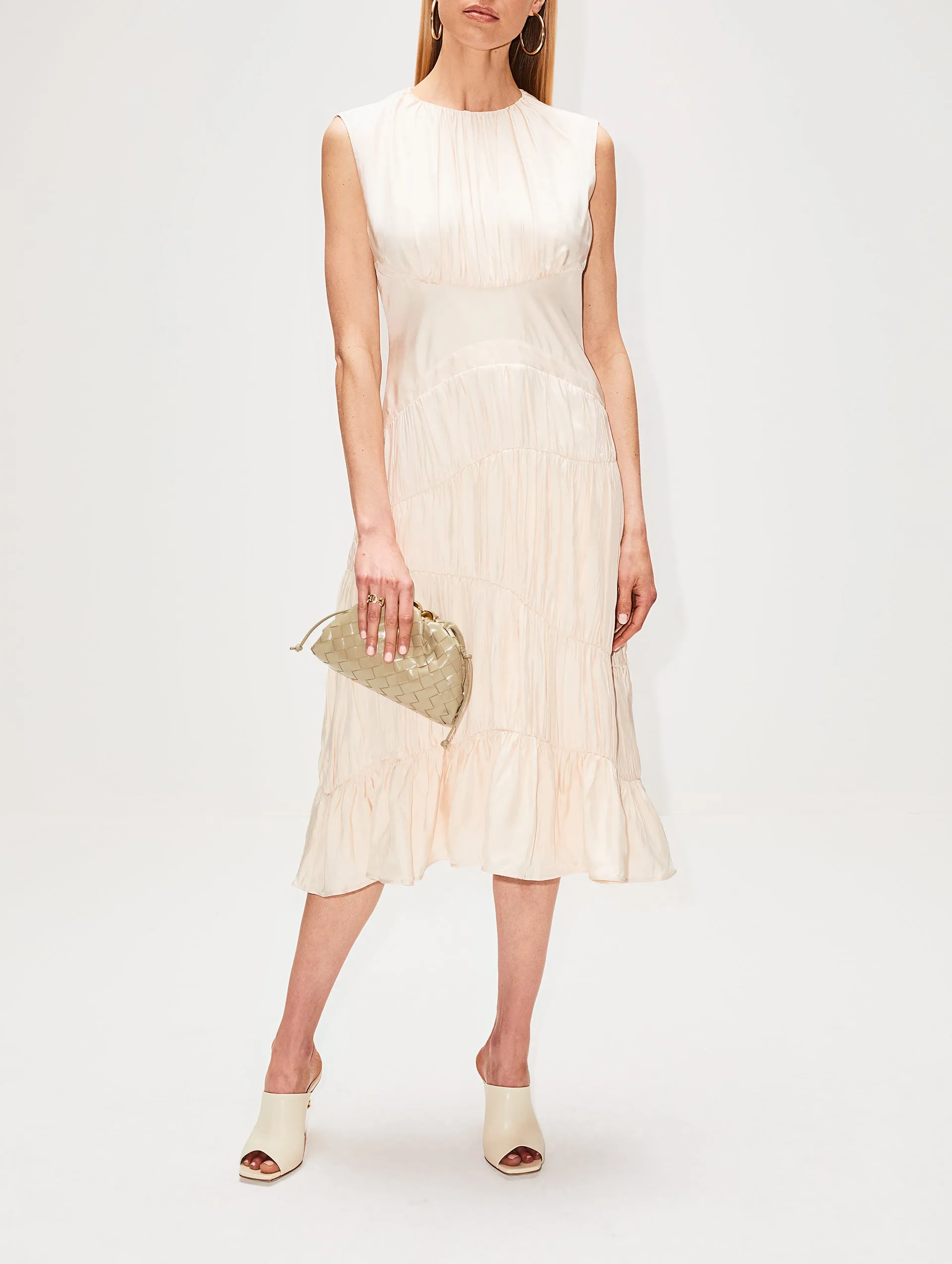 Pleated Tiered Midi Dress