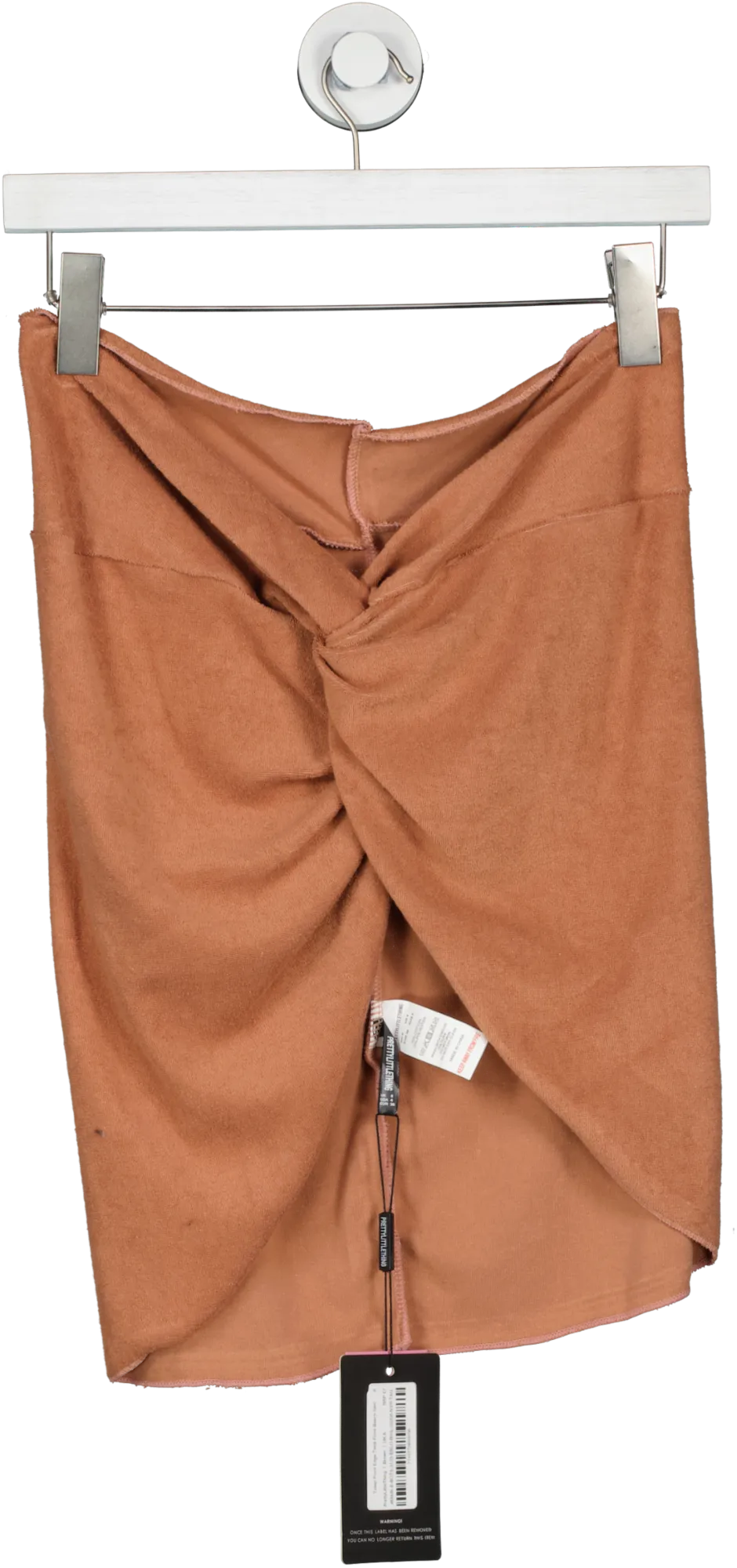 PrettyLittleThing Brown Towel Front Edge Twist Front Beach Skirt UK 8