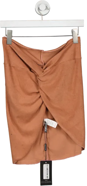 PrettyLittleThing Brown Towel Front Edge Twist Front Beach Skirt UK 8